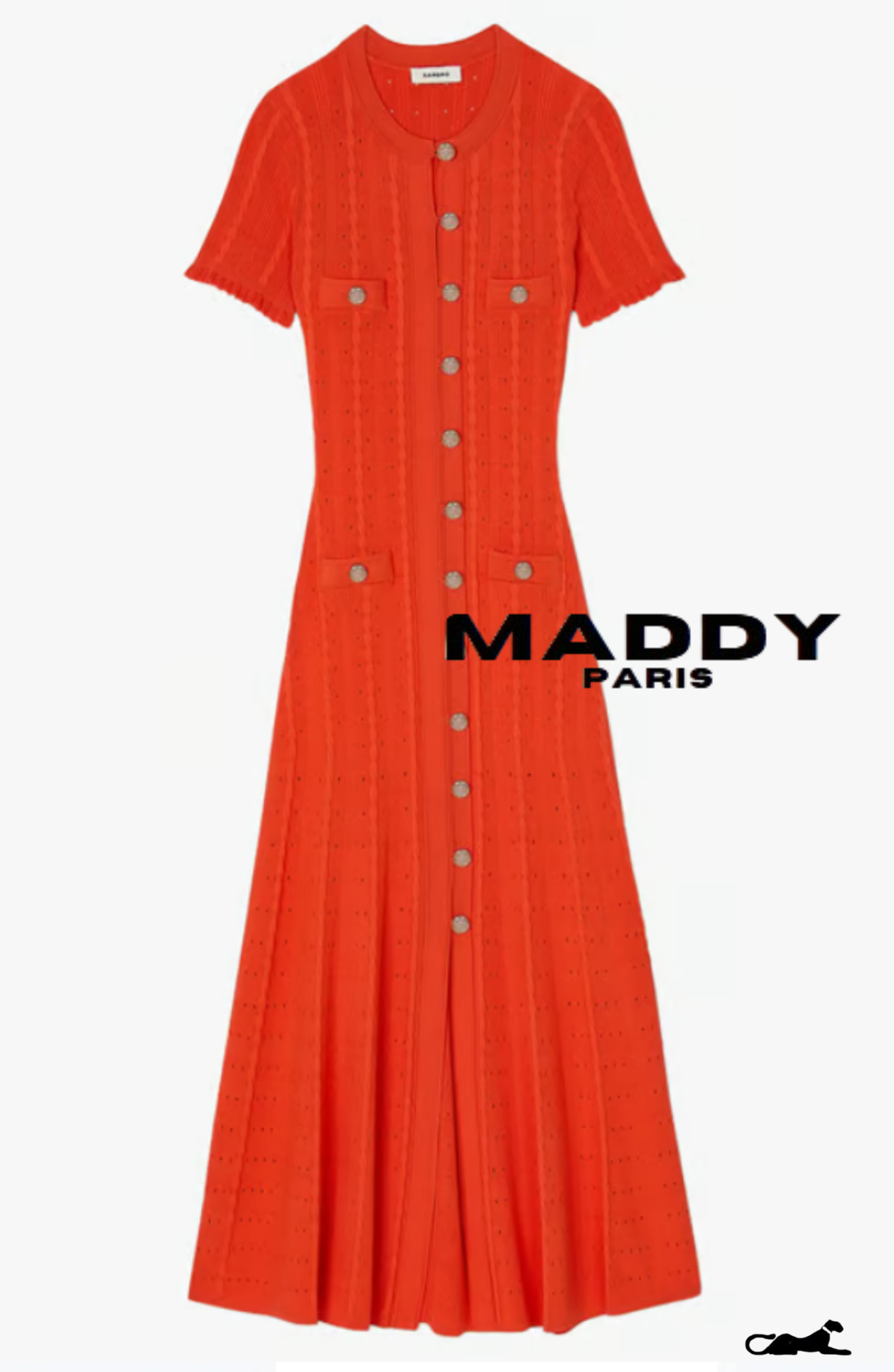 SANDRO ROMA KNIT MIDI DRESS - ORANGE
