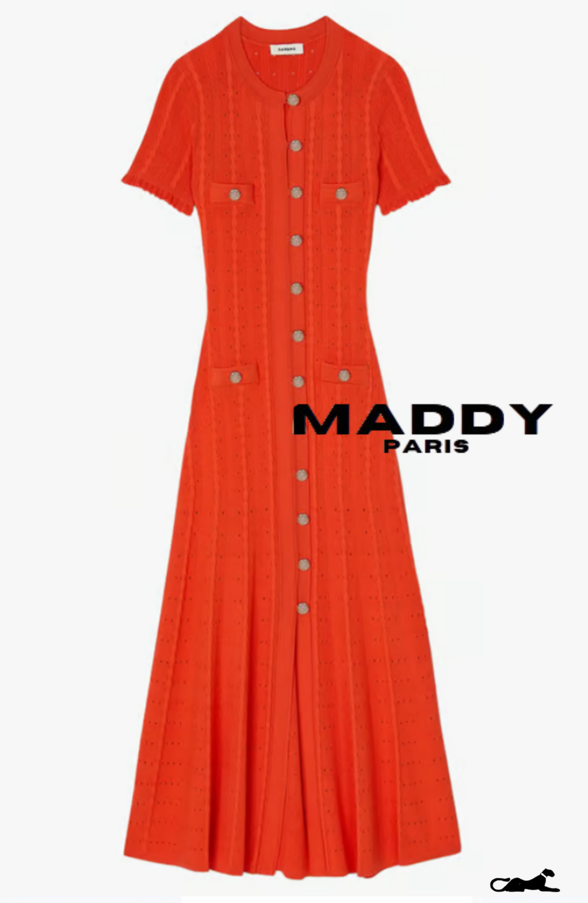 SANDRO ROMA KNIT MIDI DRESS - ORANGE