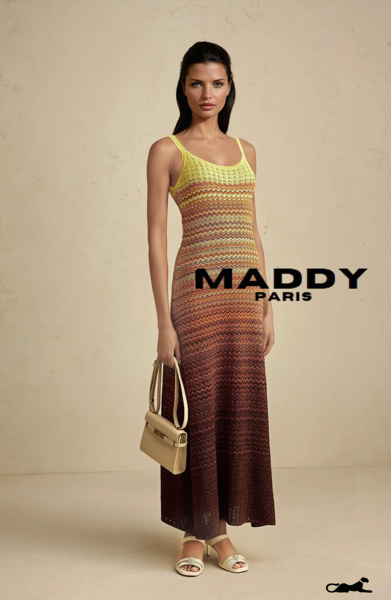 MADDY PARIS Gradient Knitted Maxi Dress sunset - Yellow