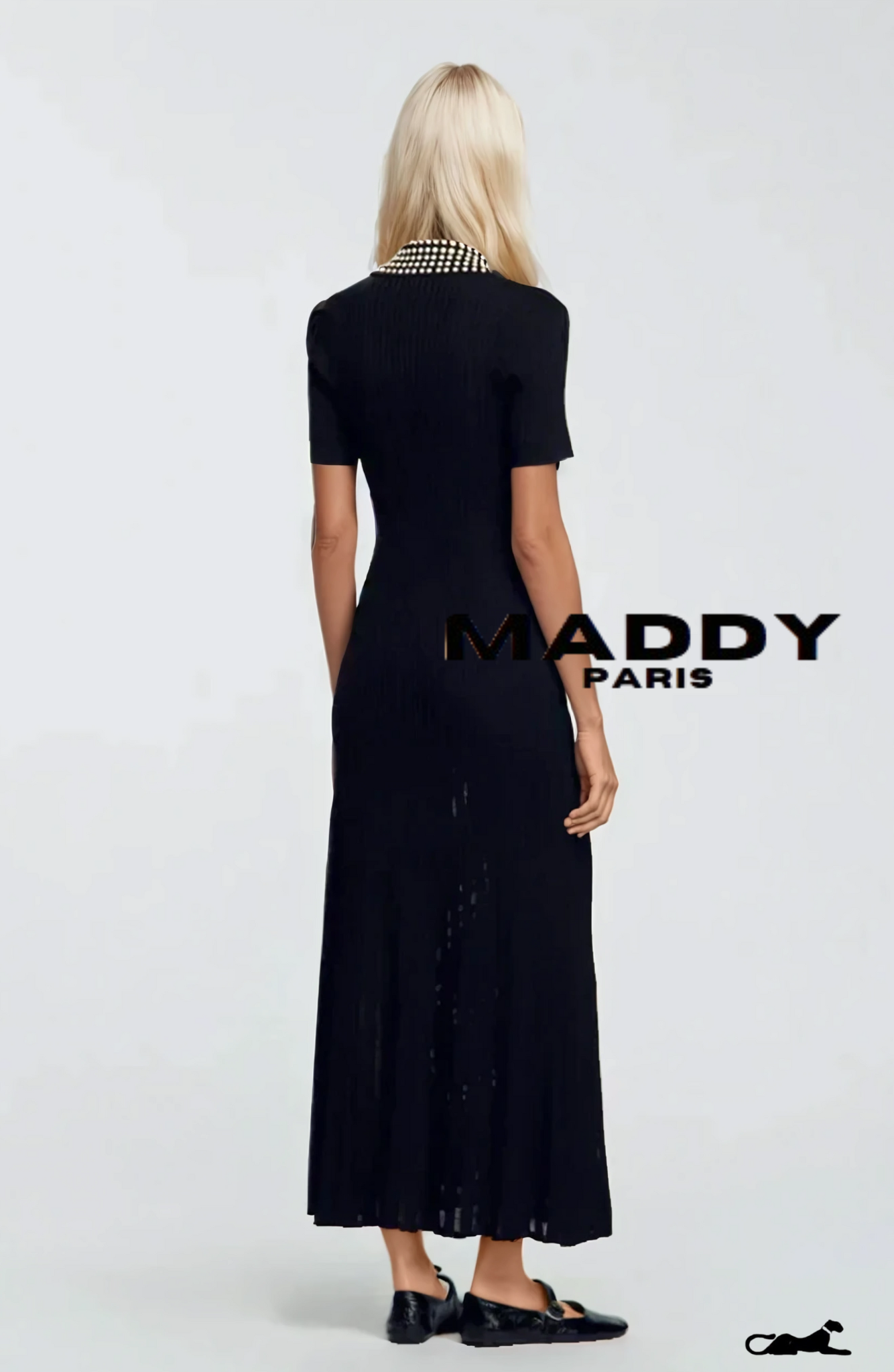 MADDY PARIS KNIT MAXI DRESS WITH STUDS- BLACK