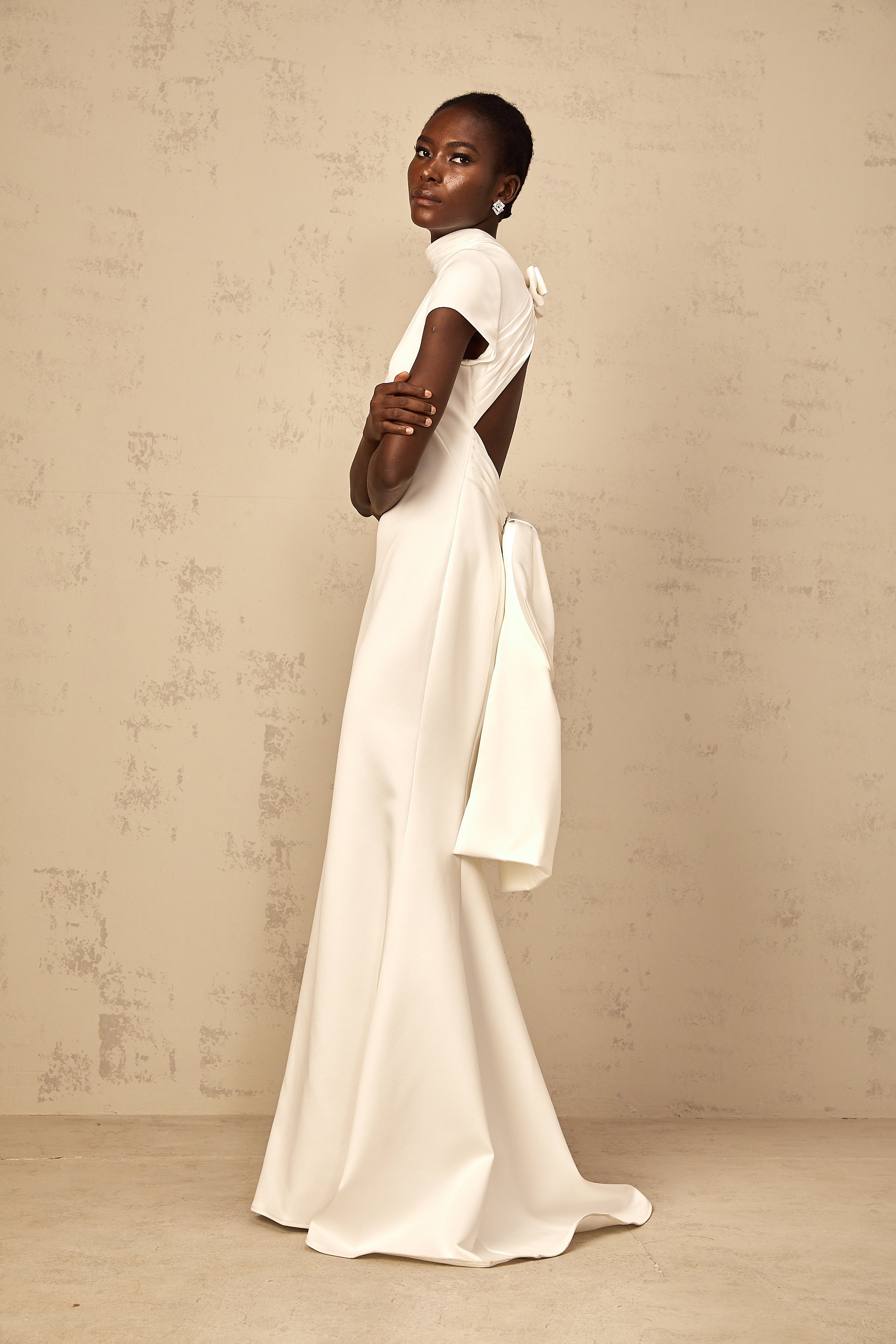 Camille White Statement Bow Mermaid Maxi Dress