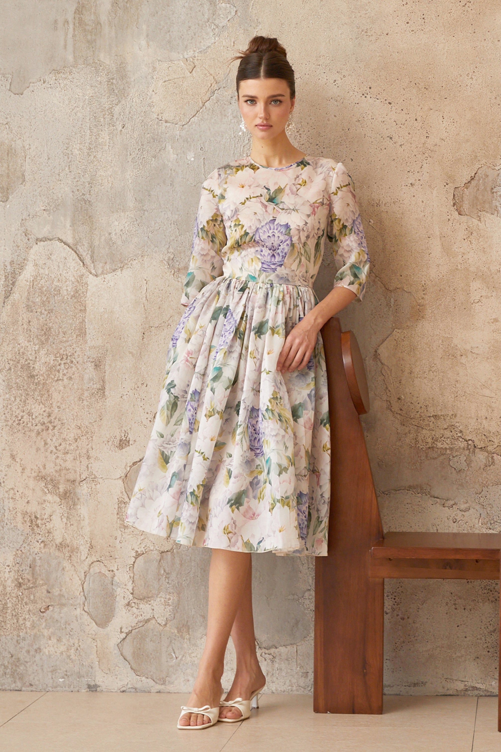 Lydie floral-print shirred midi dress
