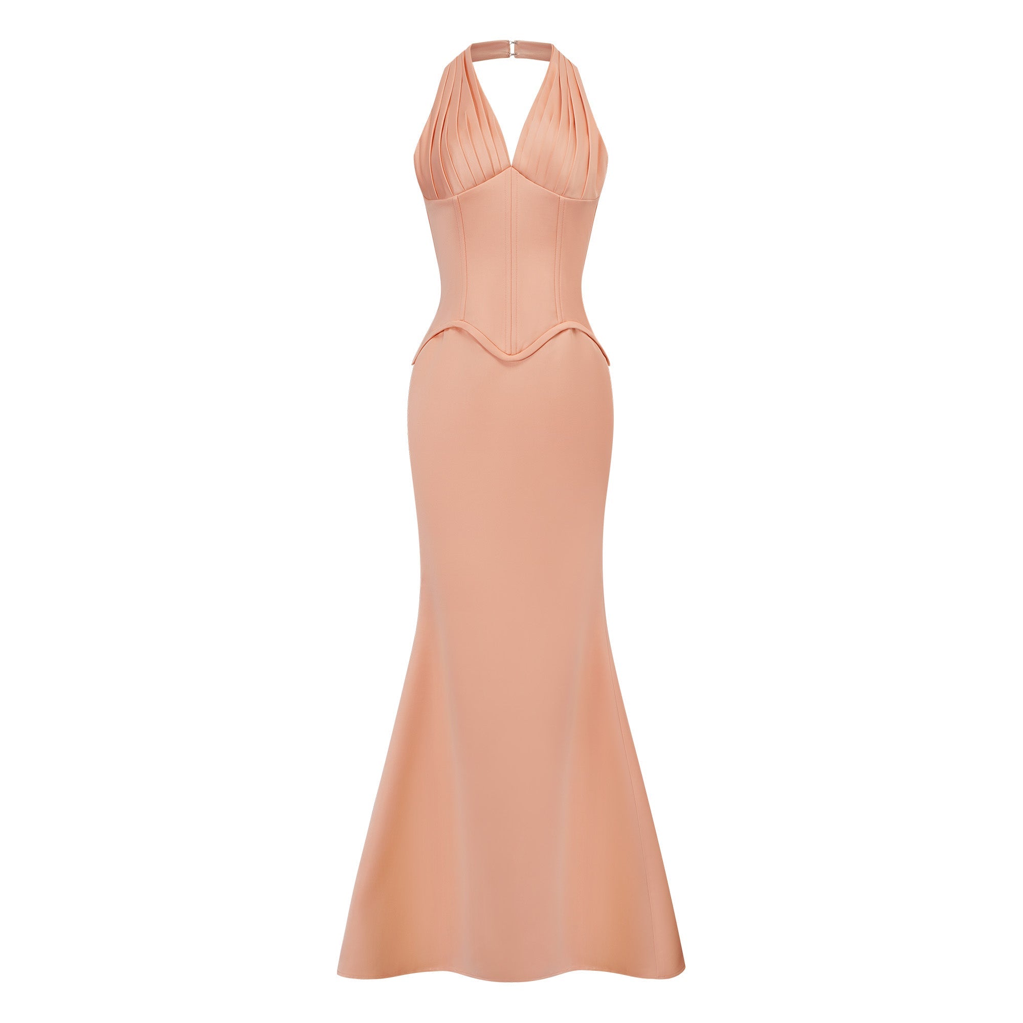 Aurélie Orange Halterneck Mermaid Maxi Dress