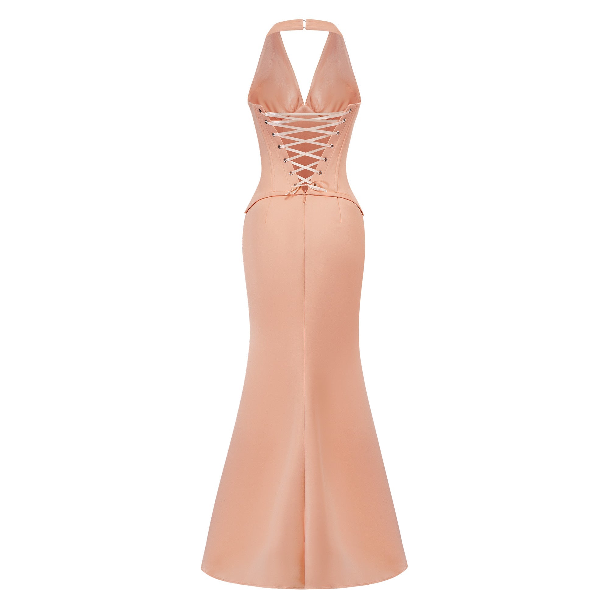 Aurélie Orange Halterneck Mermaid Maxi Dress