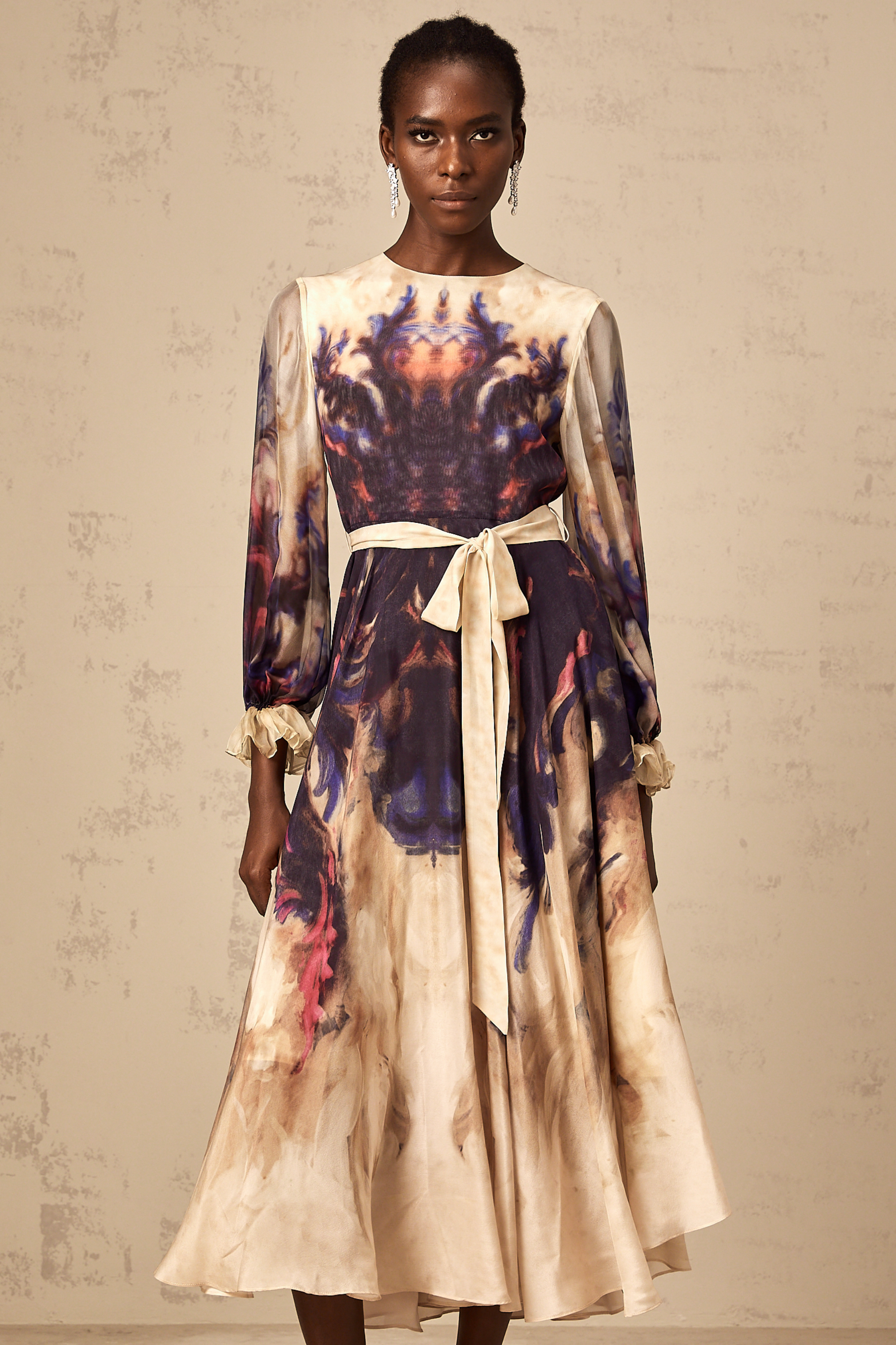 Urbaine smudged graffiti-print silk midi dress (Final Sale-US Only)