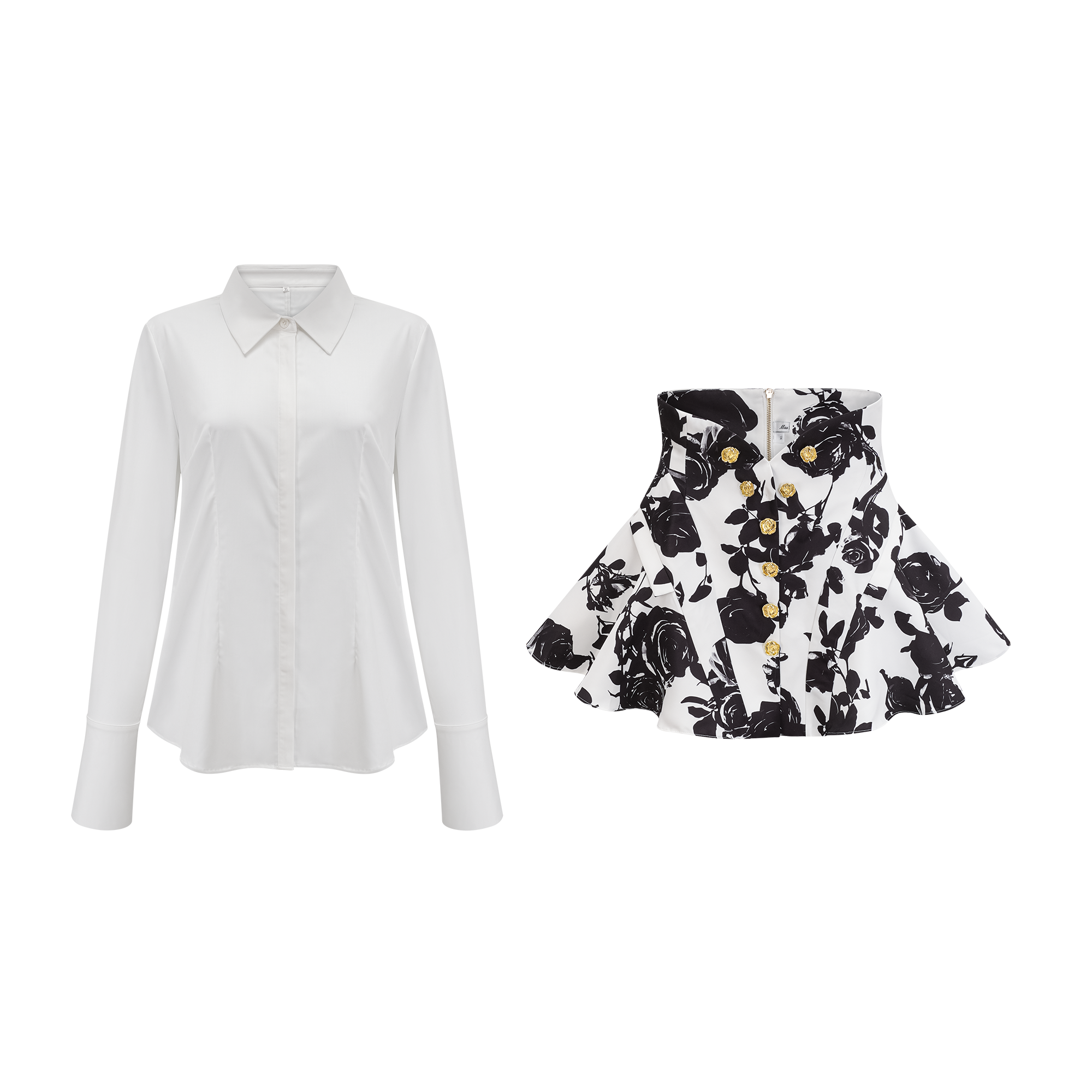 Léonor floral-print shirt & skirt matching set (US Only)