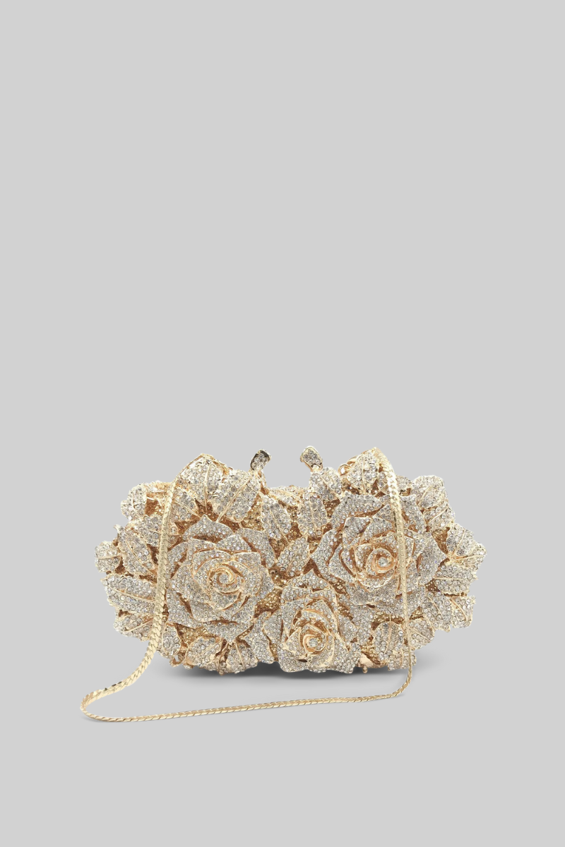Crystal embellishment clutch bag - Gold