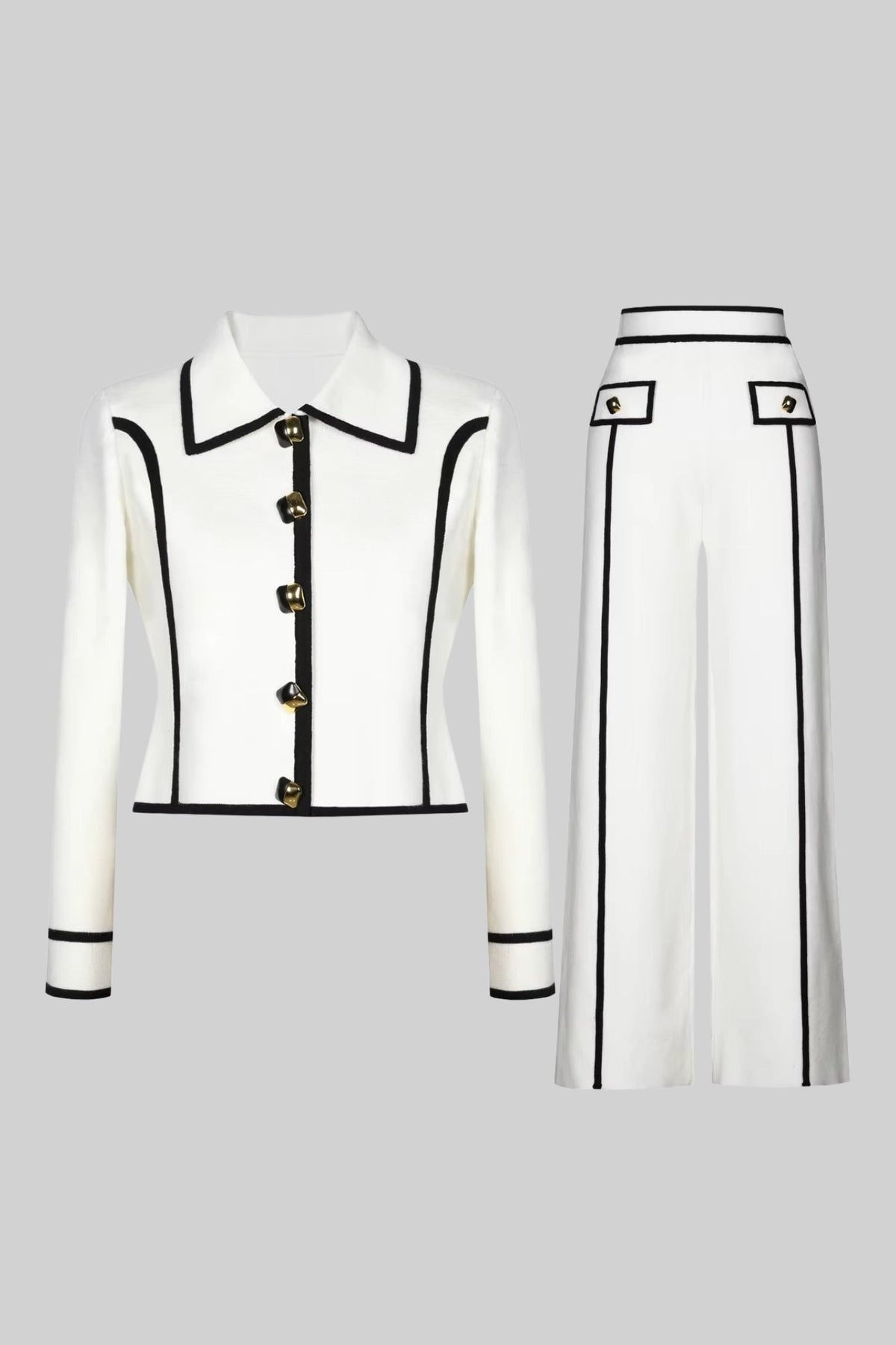 Tailored Ensemble With Contrasting Trim - White