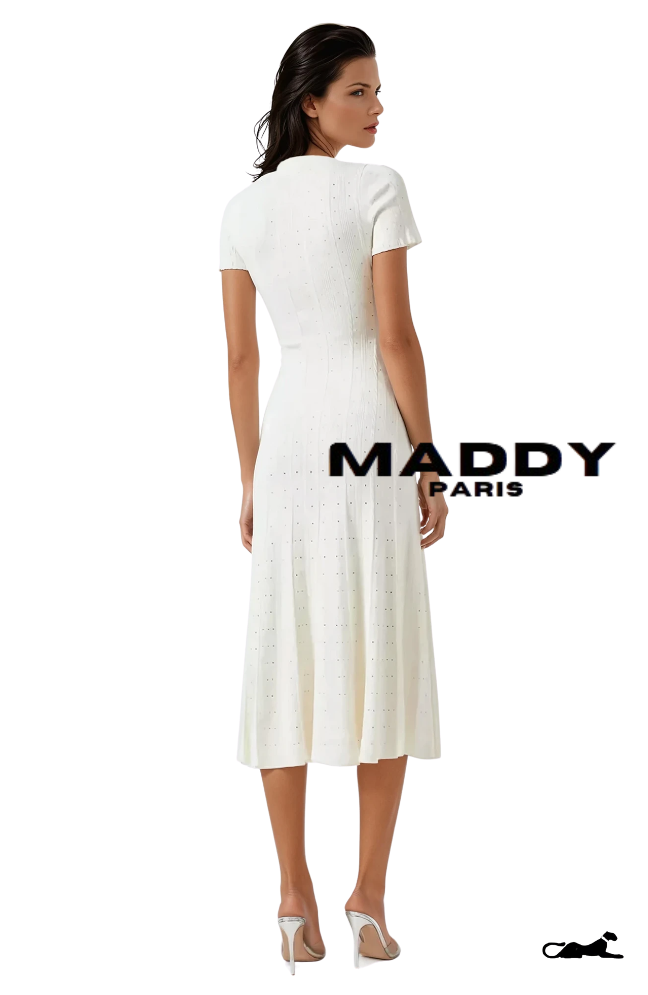 SANDRO GISELLE KNIT MIDI DRESS - WHITE