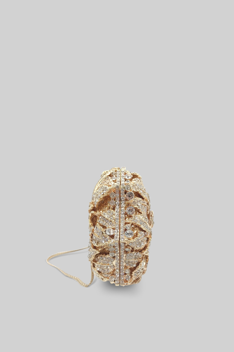 Crystal embellishment clutch bag - Gold