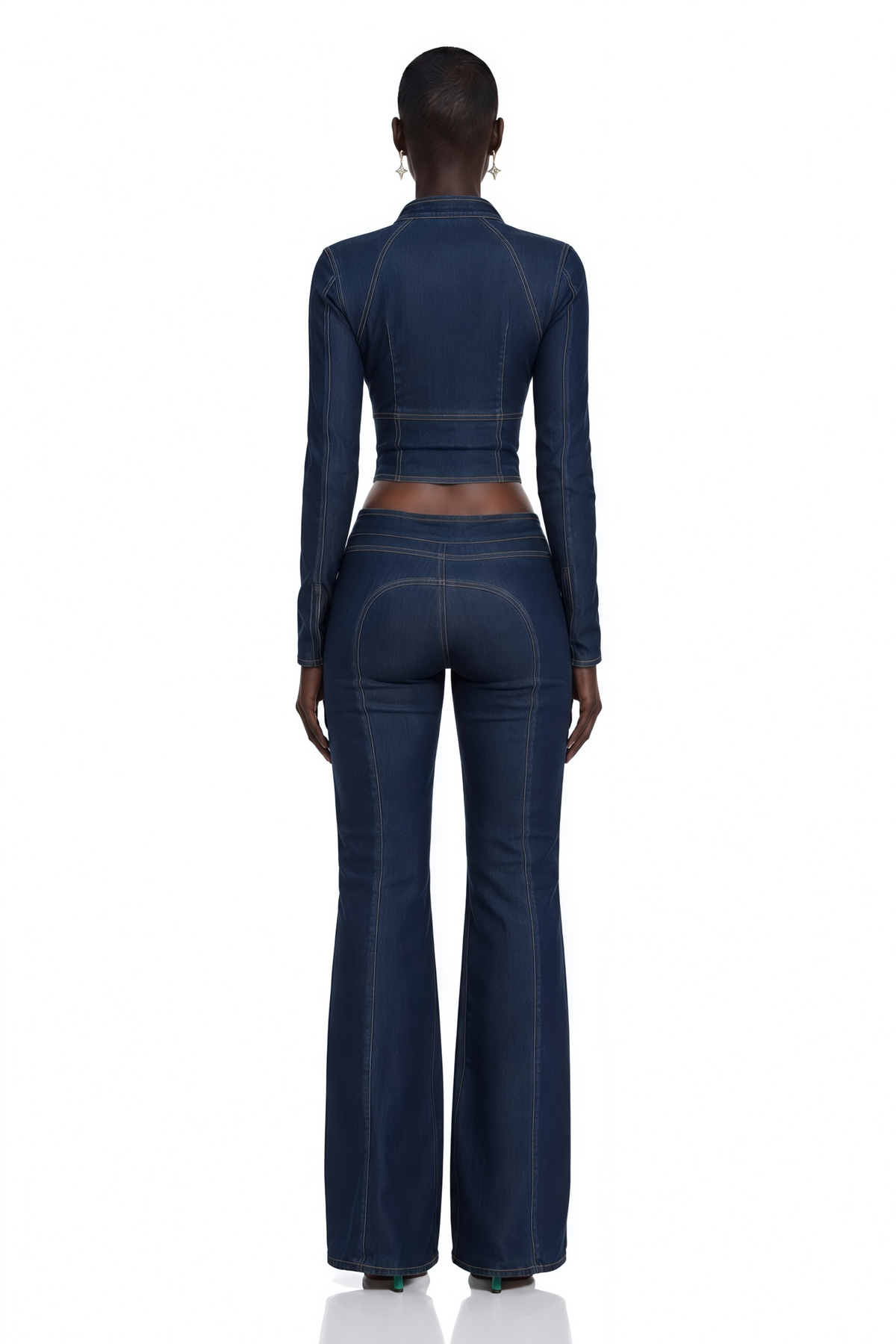 kiona indigo blue denim lace-up co-ord set