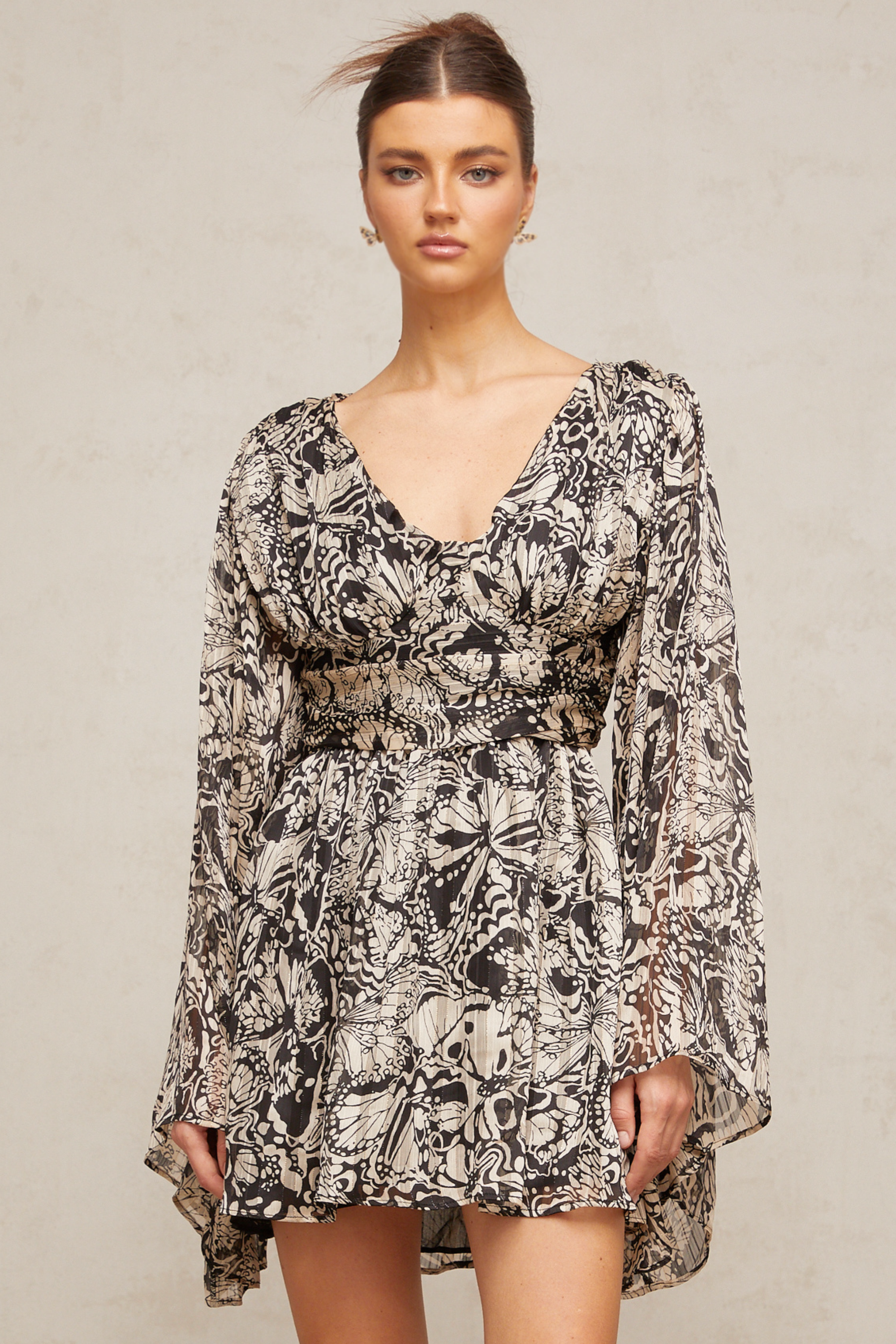 Perrine pattern-print V-neck mini dress
