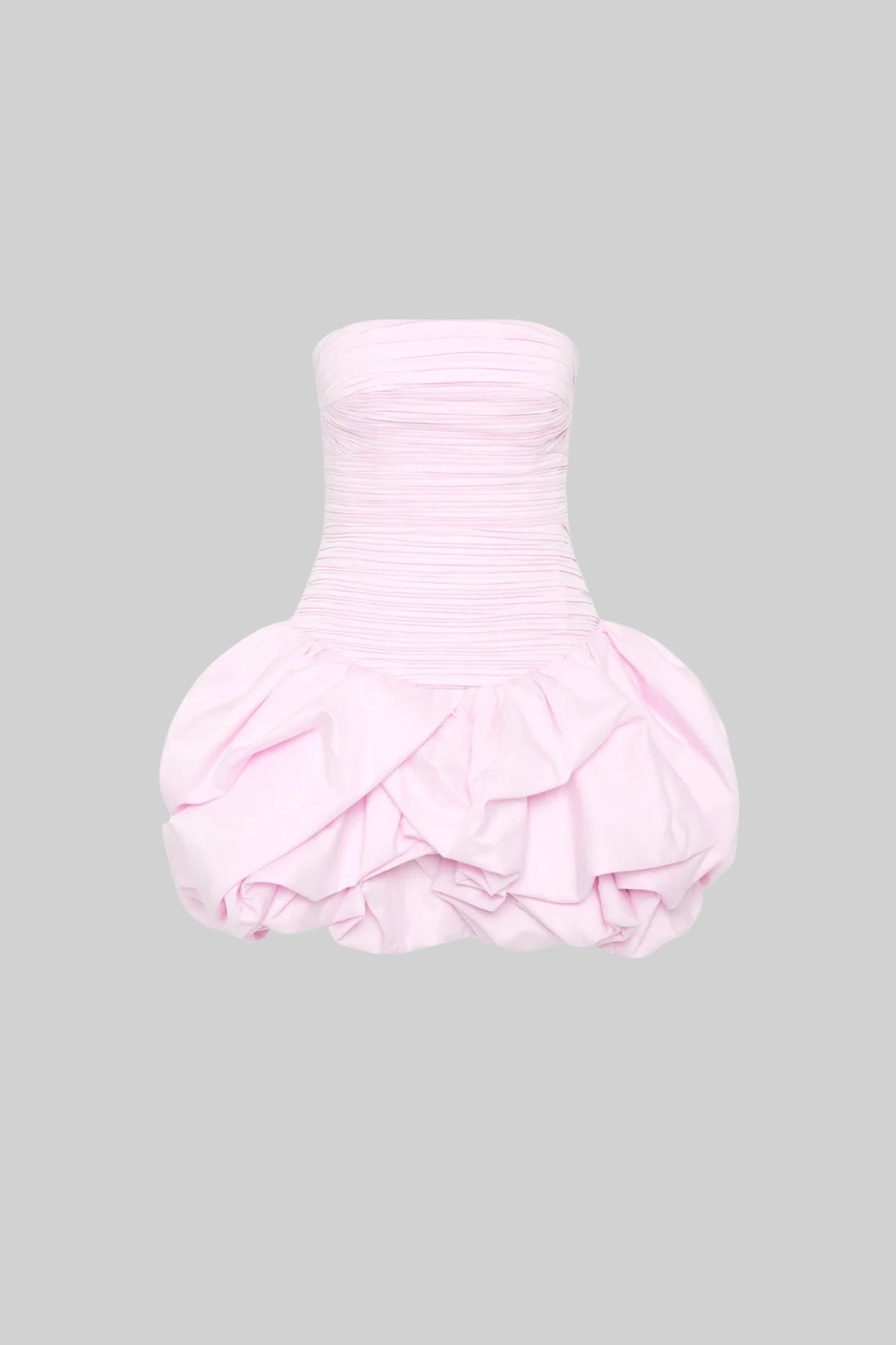 Mini Dress With Ruched Bodice And Voluminous Bubble Hem - Pink