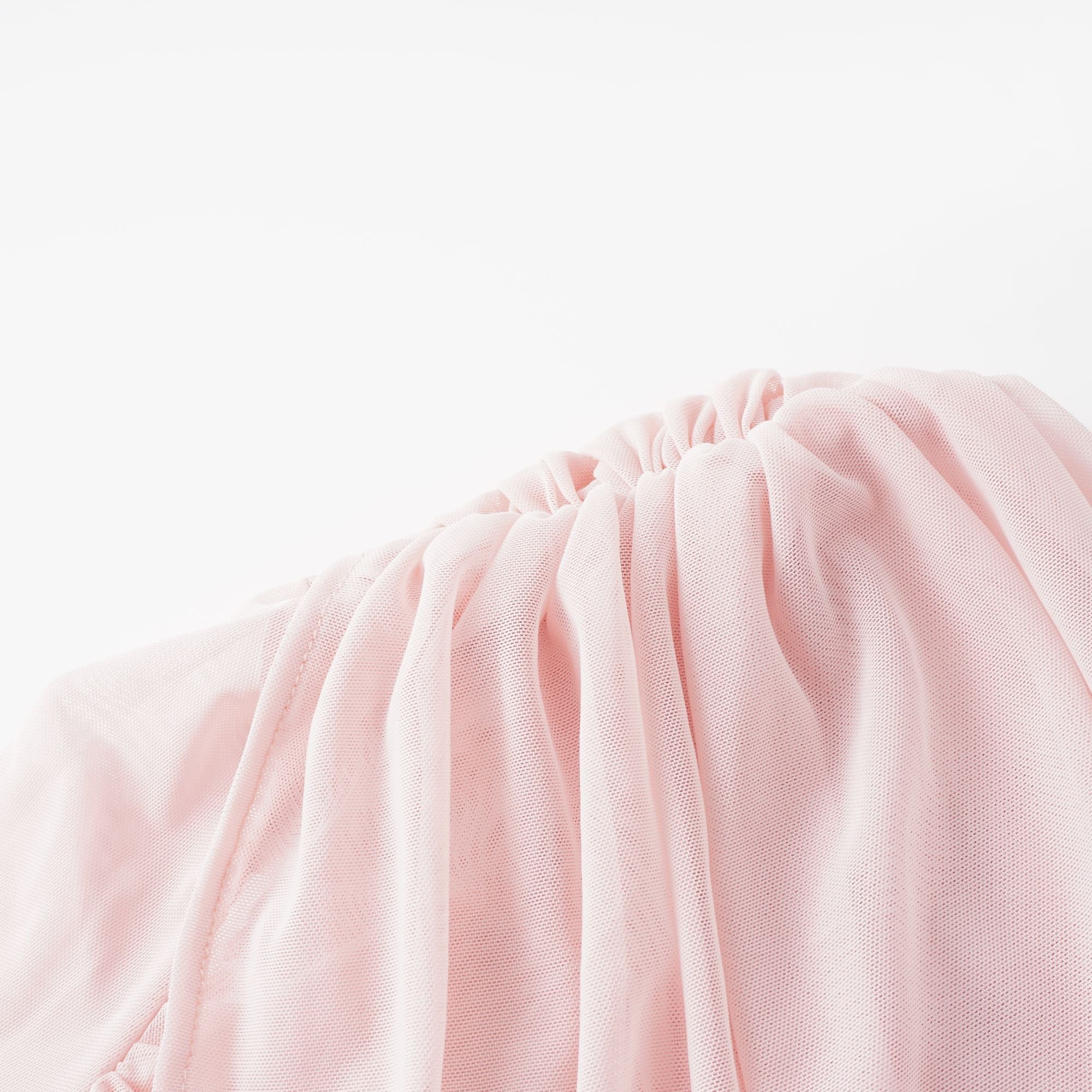 Garance Pink Asymmetrical Ruched Mesh Maxi Dress (Final Sale-US Only)