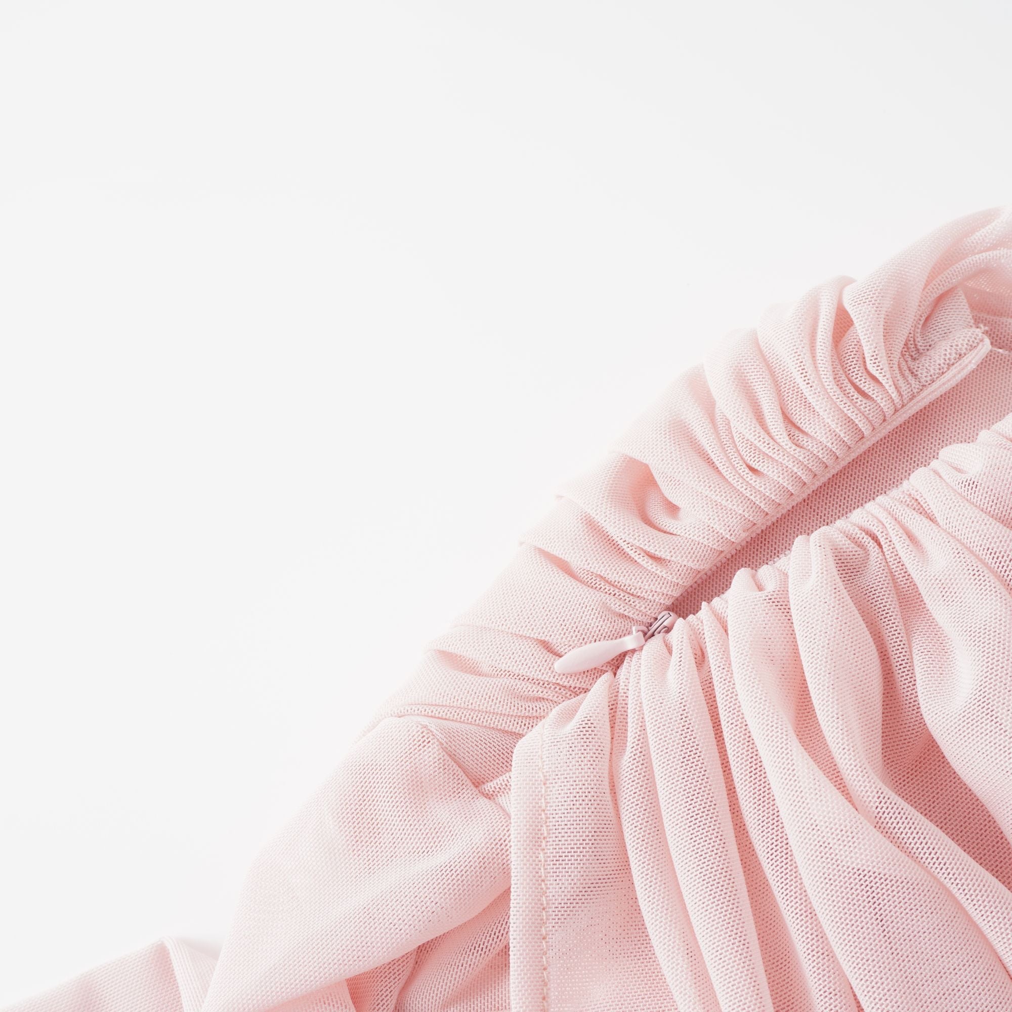 Garance Pink Asymmetrical Ruched Mesh Maxi Dress (Final Sale-US Only)