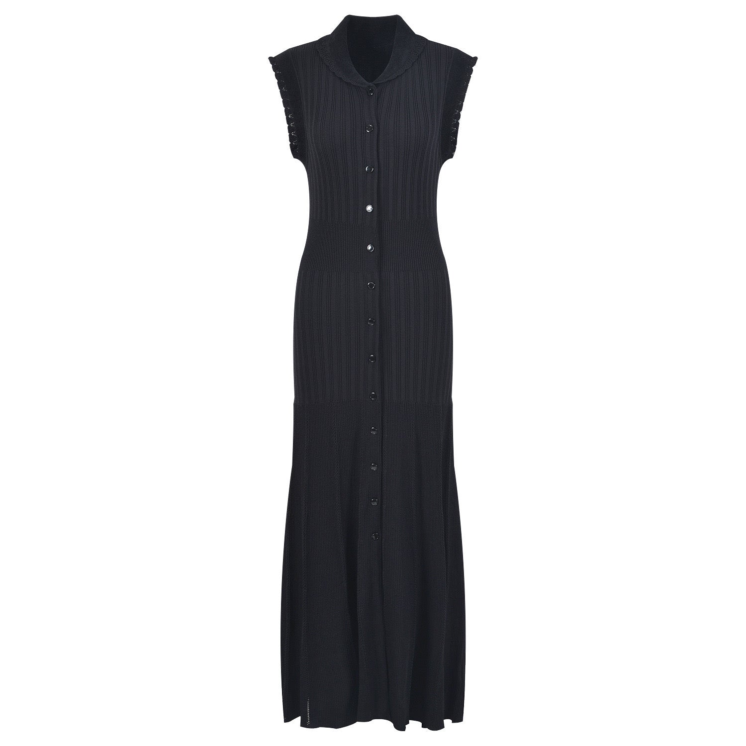 SANDRO black Sleeveless Ribbed midi dress - Black