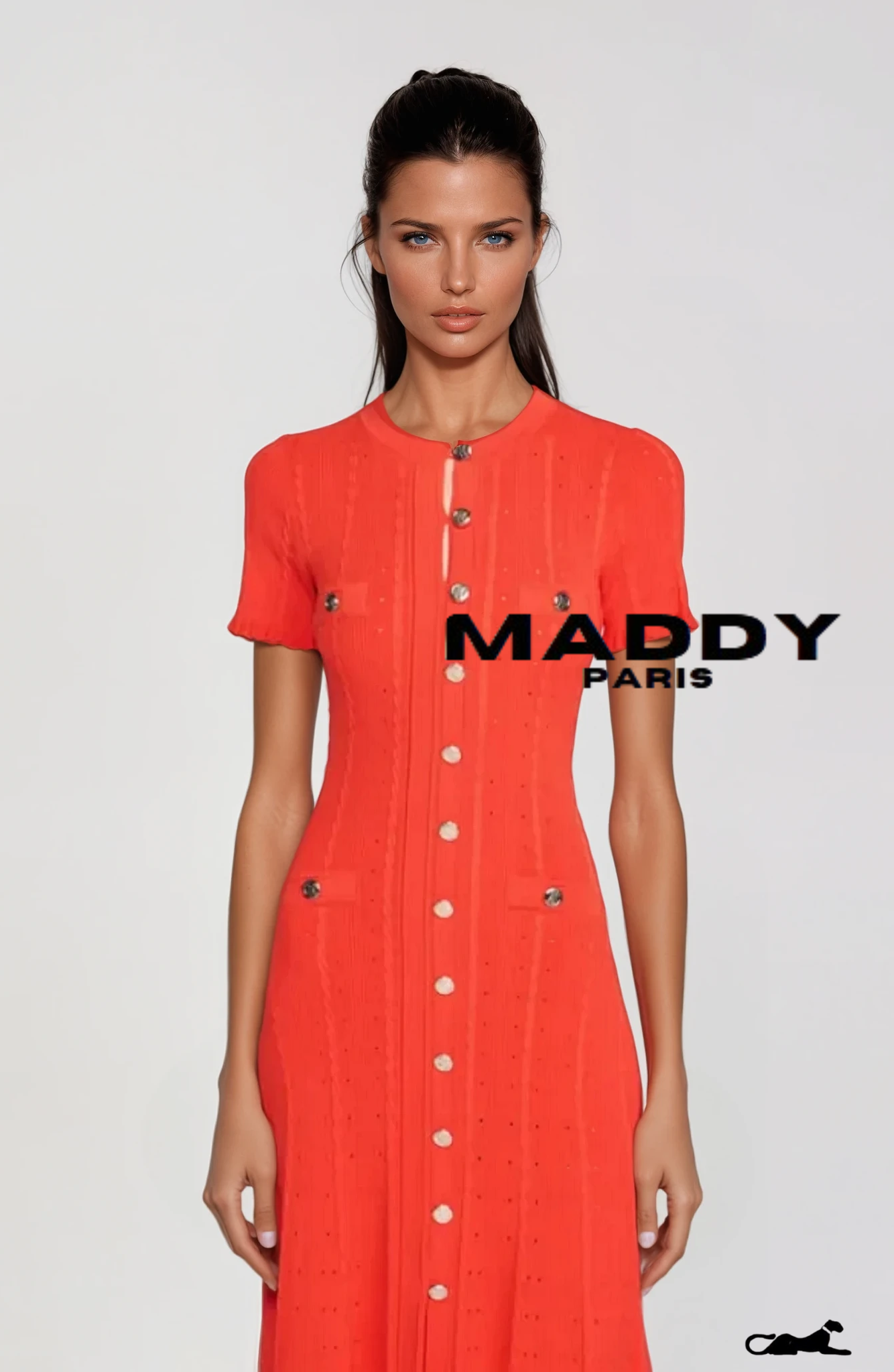 SANDRO ROMA KNIT MIDI DRESS - ORANGE