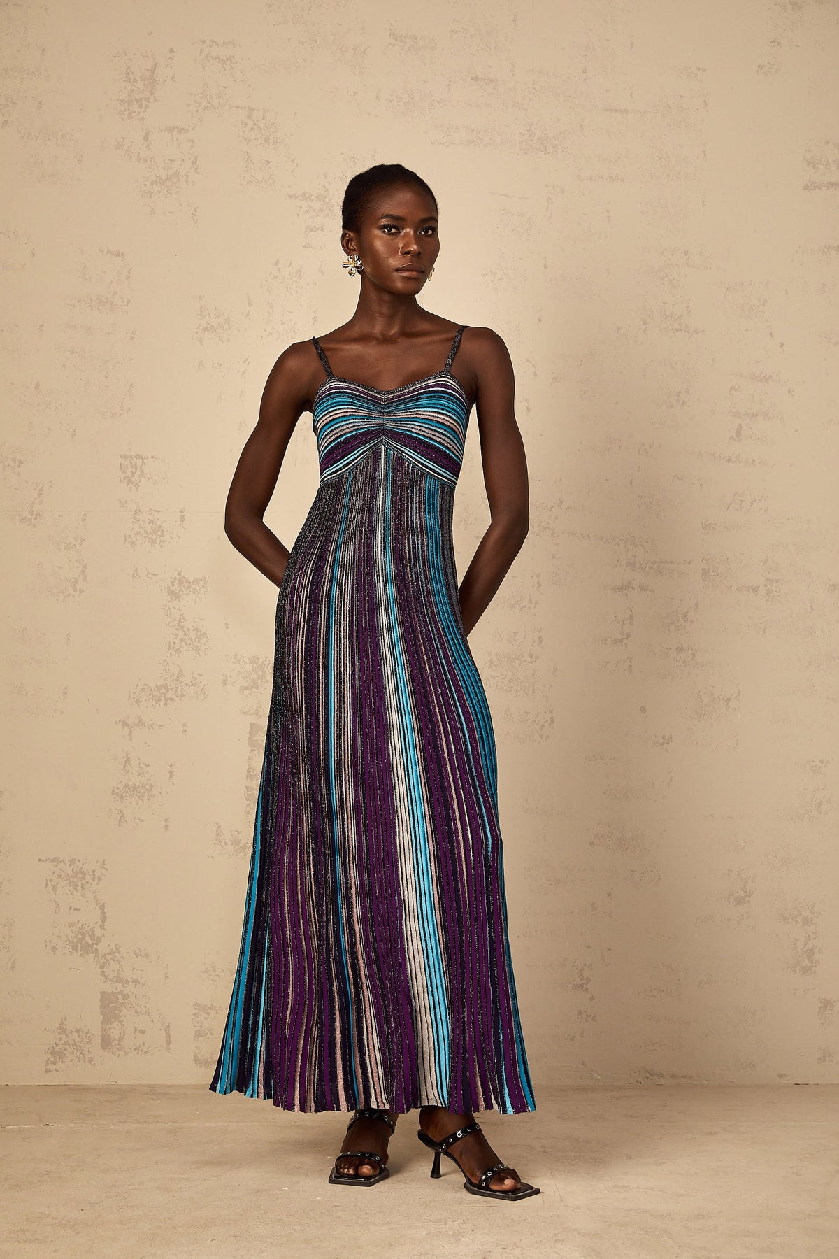 Bruyère Purple Sequin Striped Knit Maxi Dress (Final Sale)
