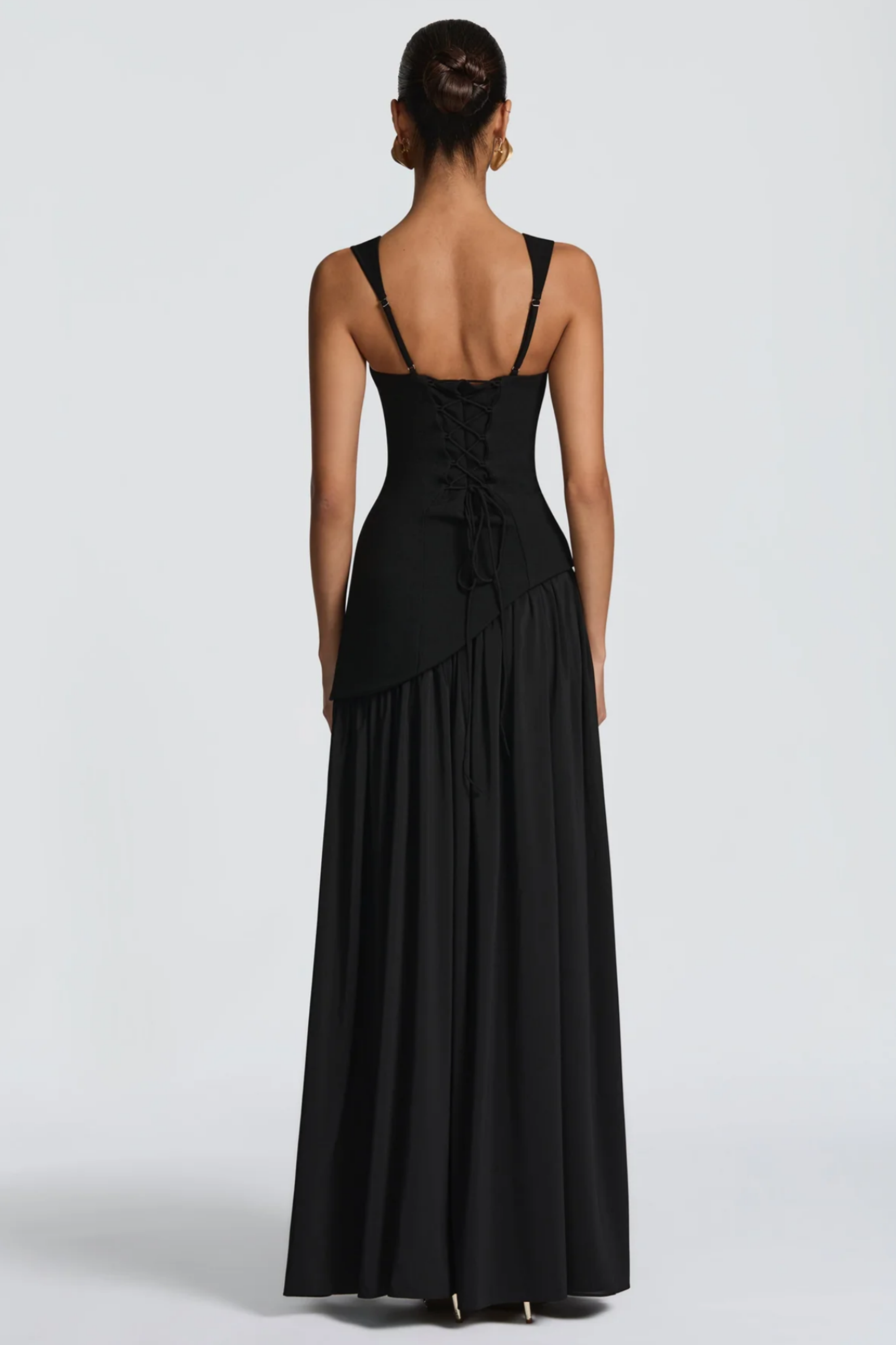 Sidonie Black Asymmetrical Maxi Gown (Final Sale-US Only)