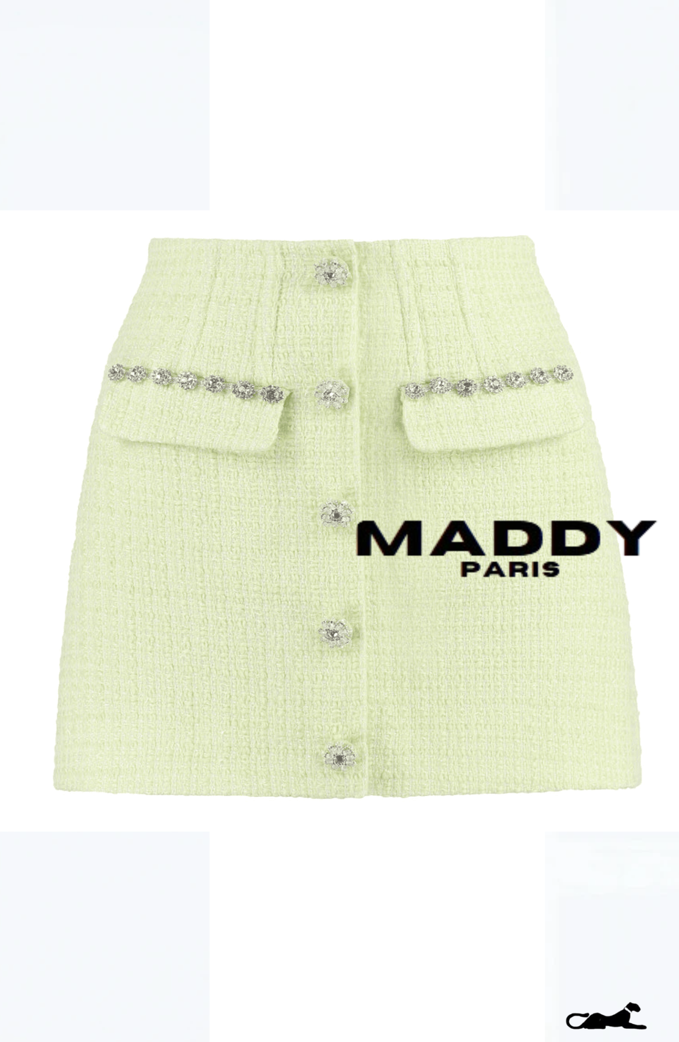 ANGELINA TWEED MINI SKIRT SET – LIME GREEN