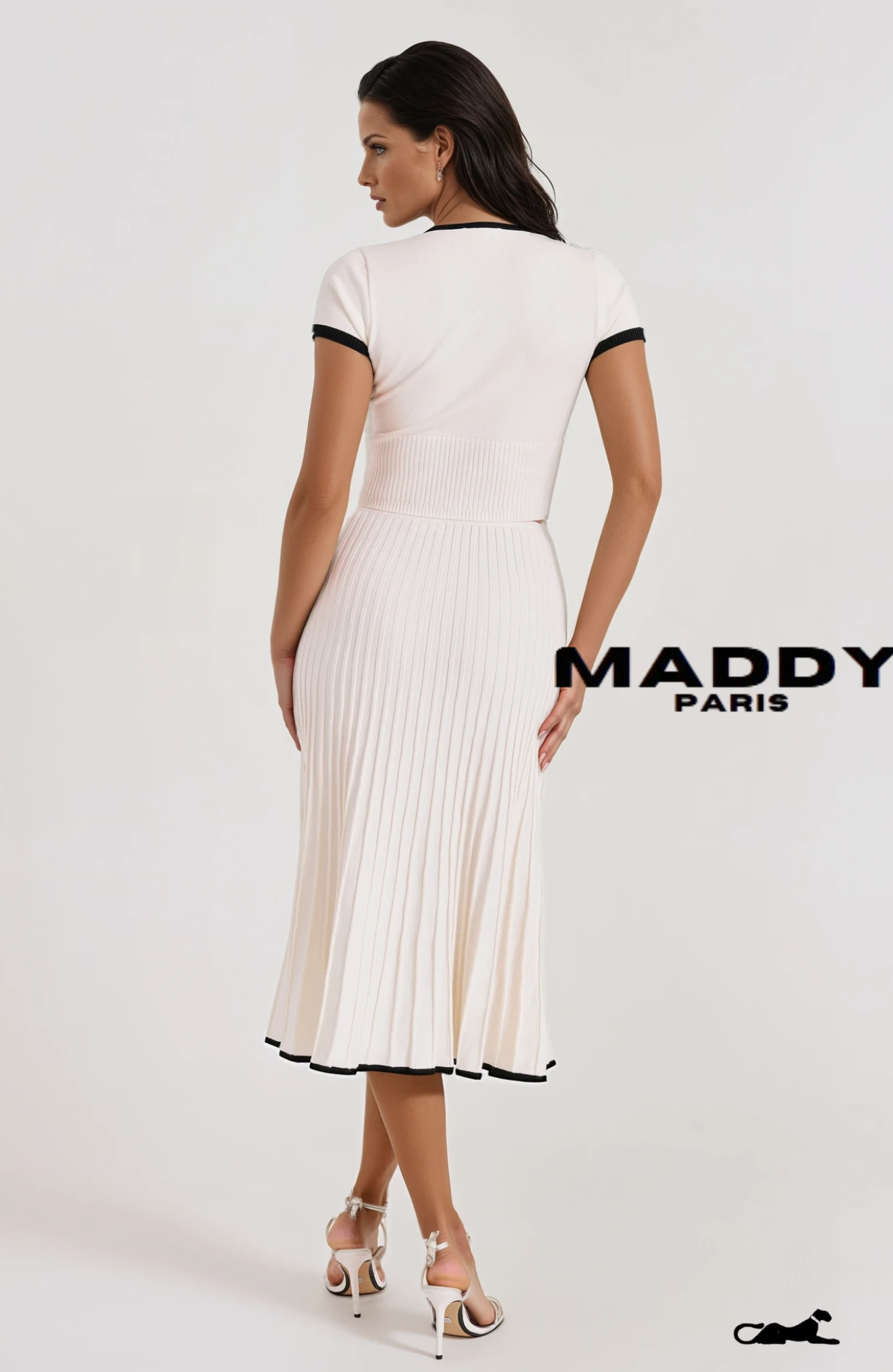 JOLENE RIBBED KNIT MIDI SKIRT SET - WHITE