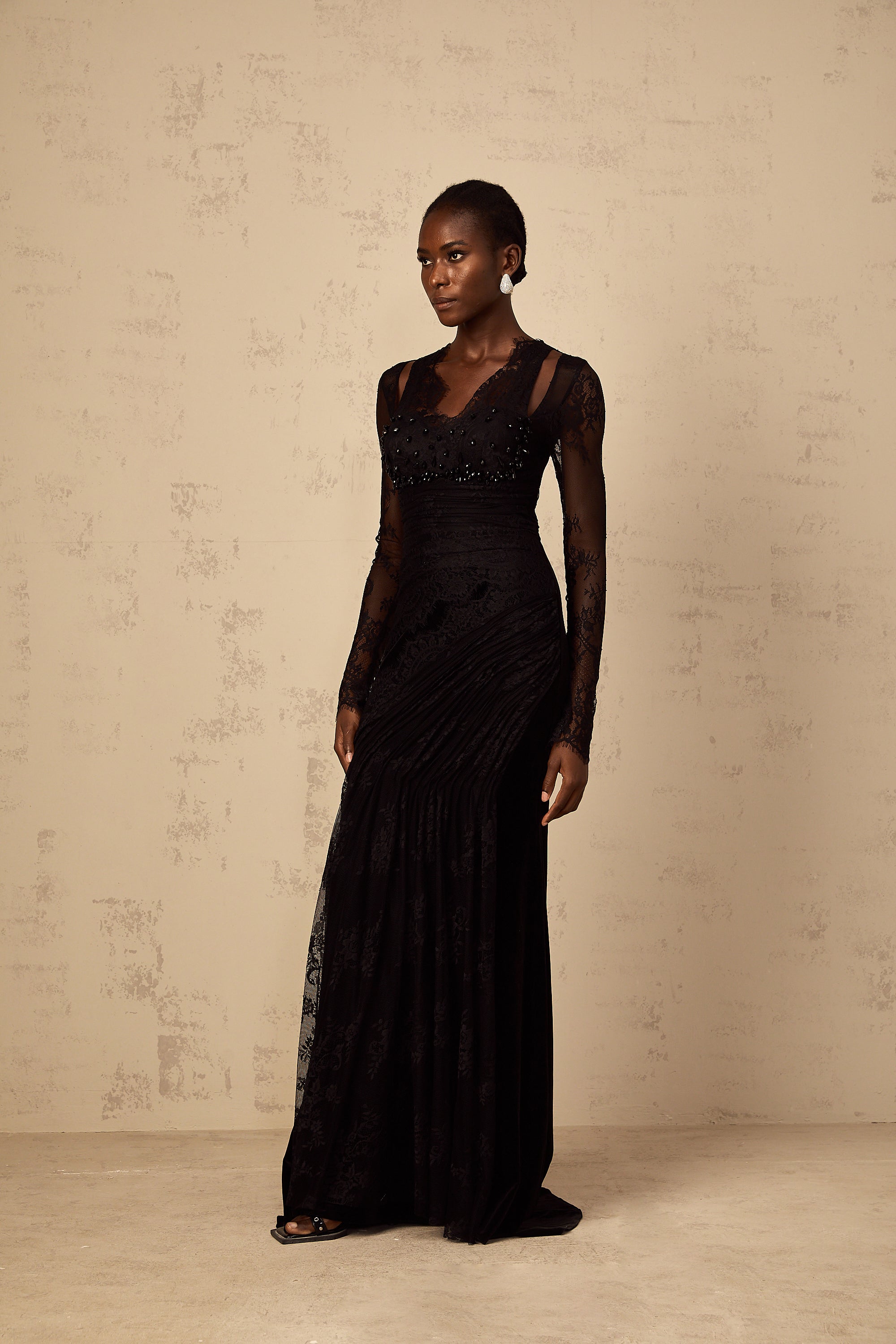 Ursula black floral-lace mermaid maxi dress (Final Sale-US Only)