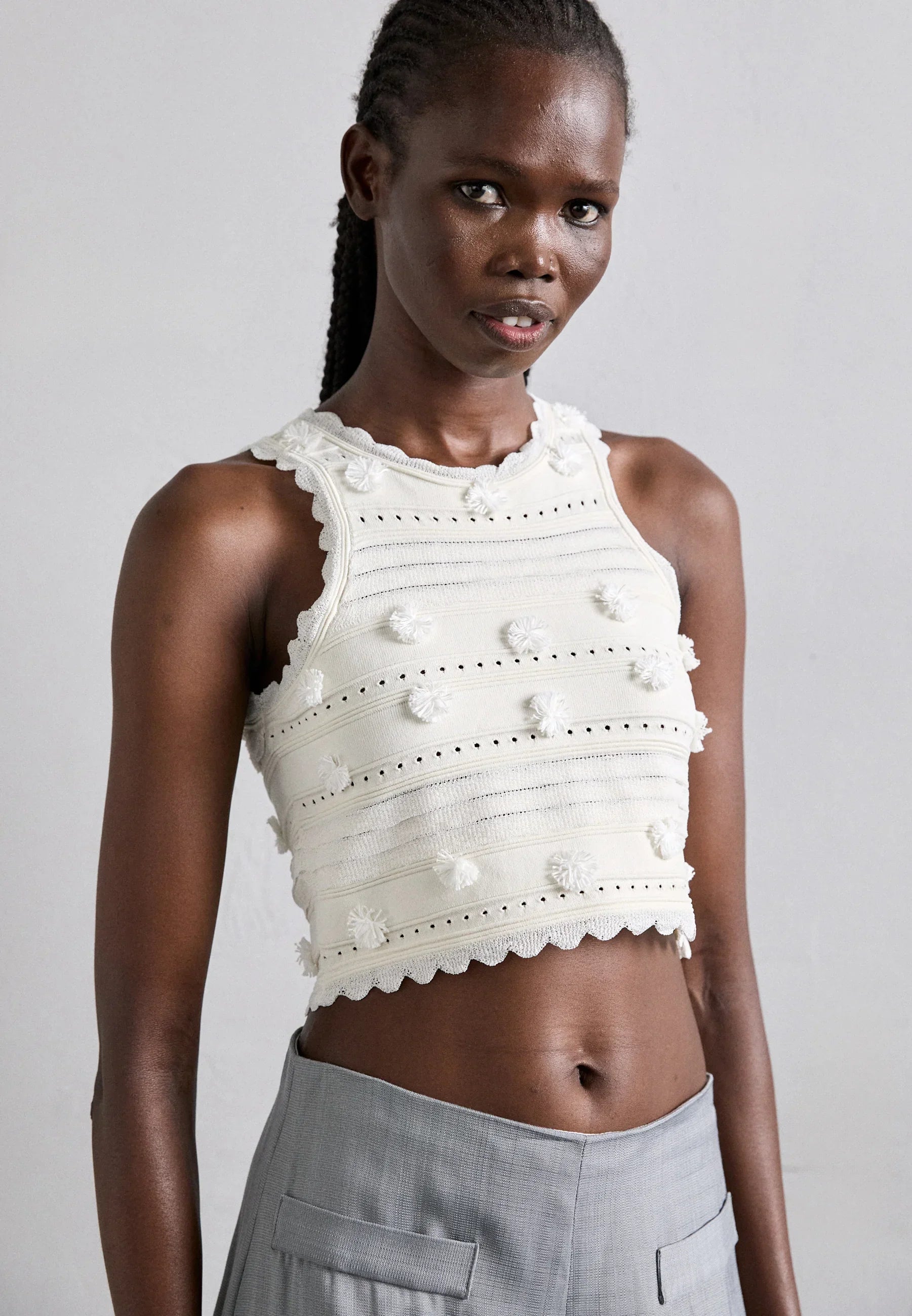 SANDRO AMERICAIN FRILL TOP - White