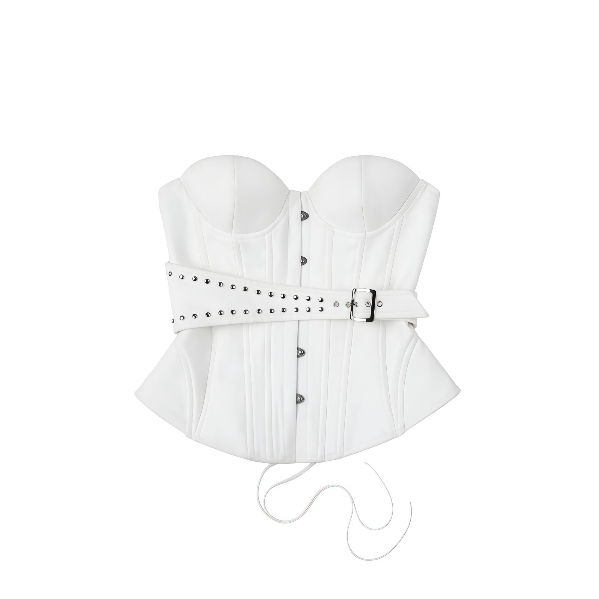 Tiril White Studded Belted Corset Top (Final Sale)