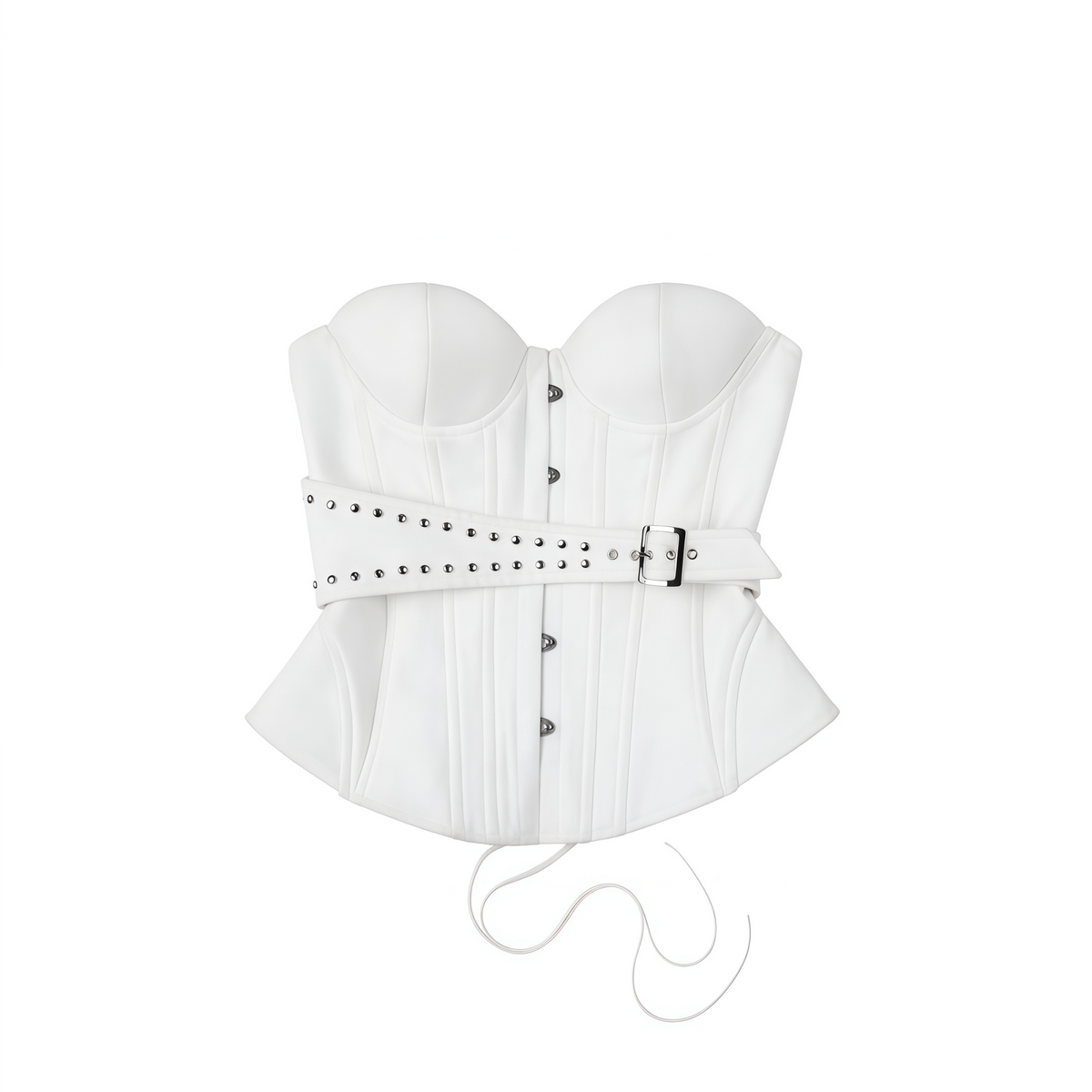 Tiril White Studded Belted Corset Top (Final Sale)