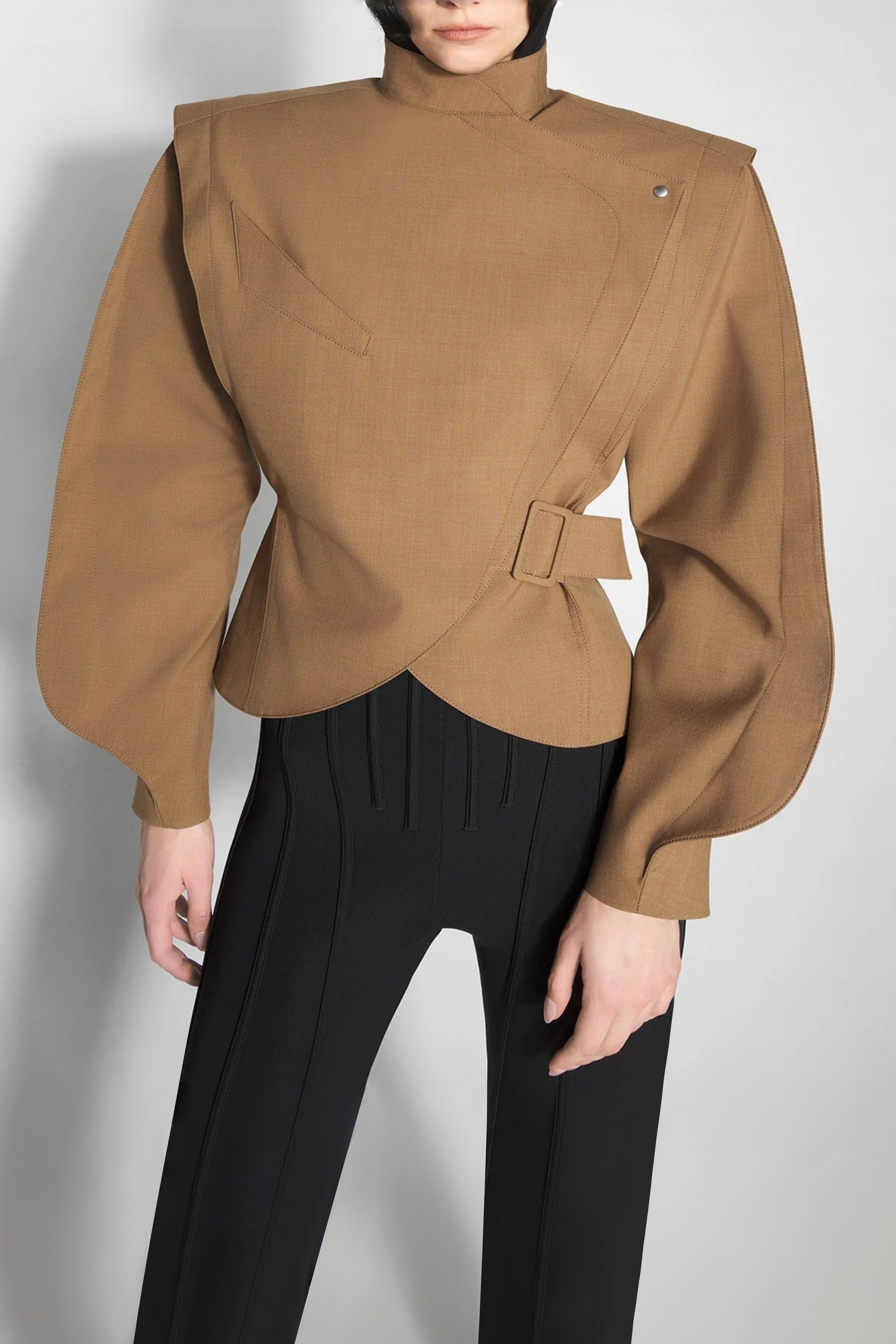 Mavis Brown Wrap Structured Jacket
