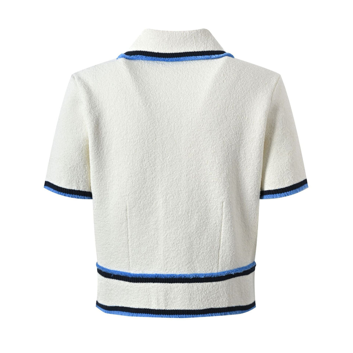 Sandro Contrast Trim Textured Knit Top and Skirt Set - White