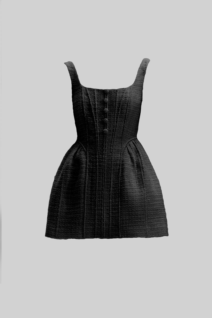 Textured Sleeveless Mini Dress With Fitted Bodice - Black
