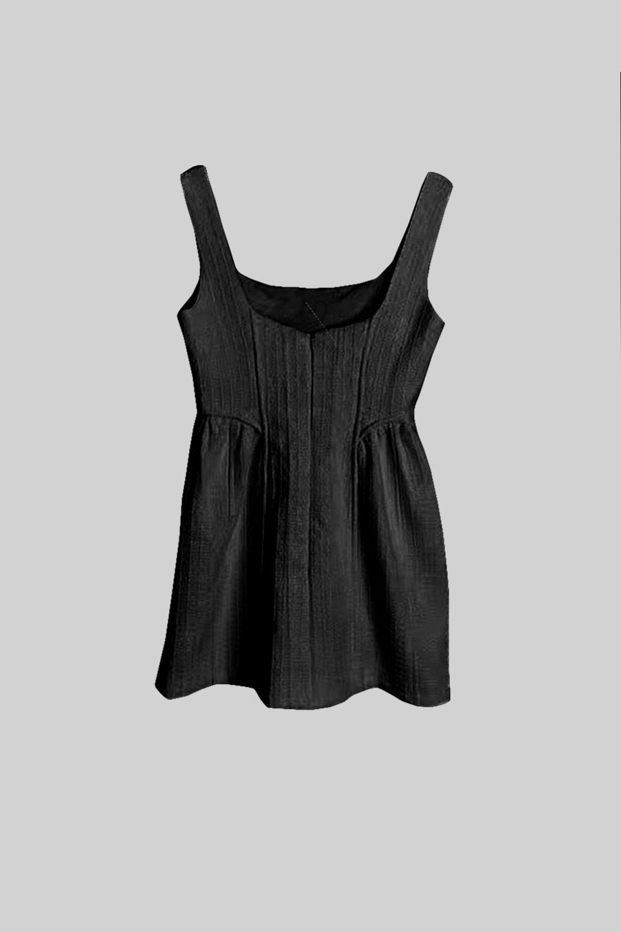 Textured Sleeveless Mini Dress With Fitted Bodice - Black