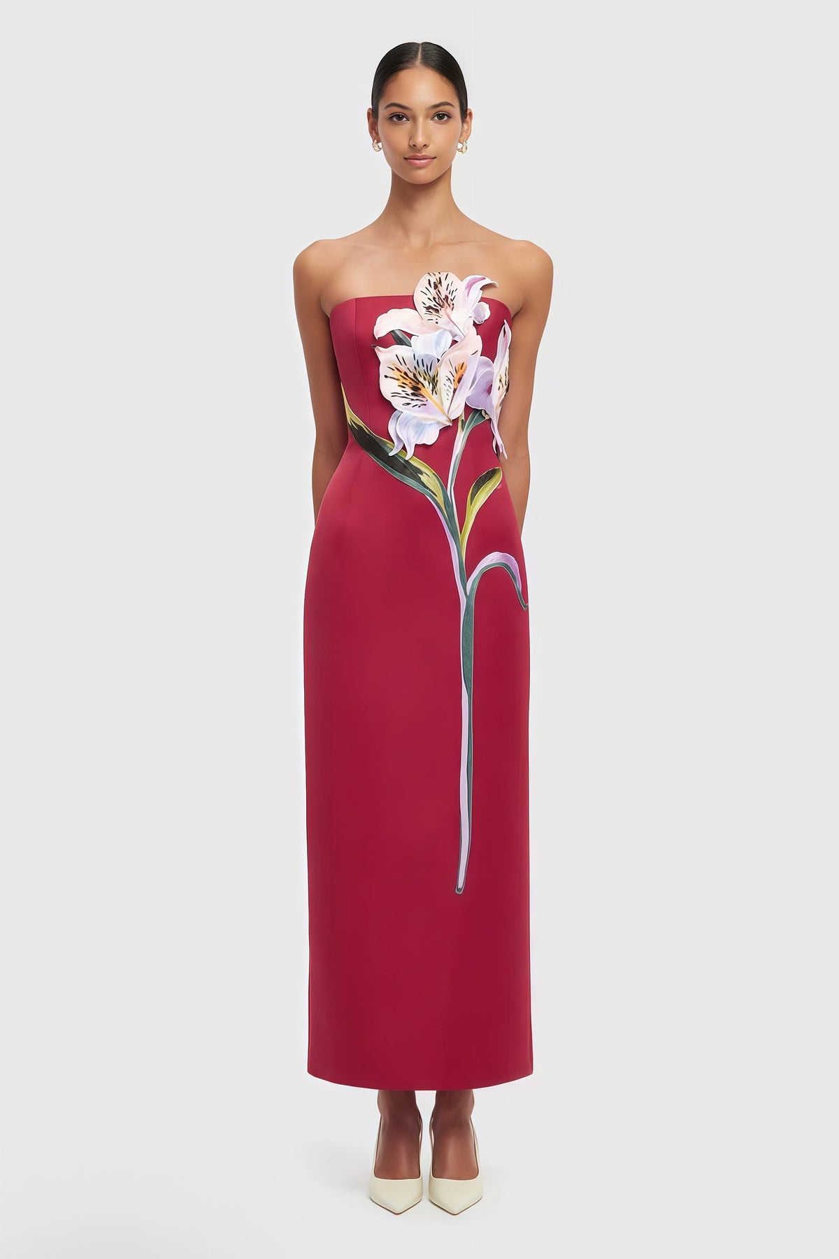 Automne Pink Floral Embroidered Maxi Dress