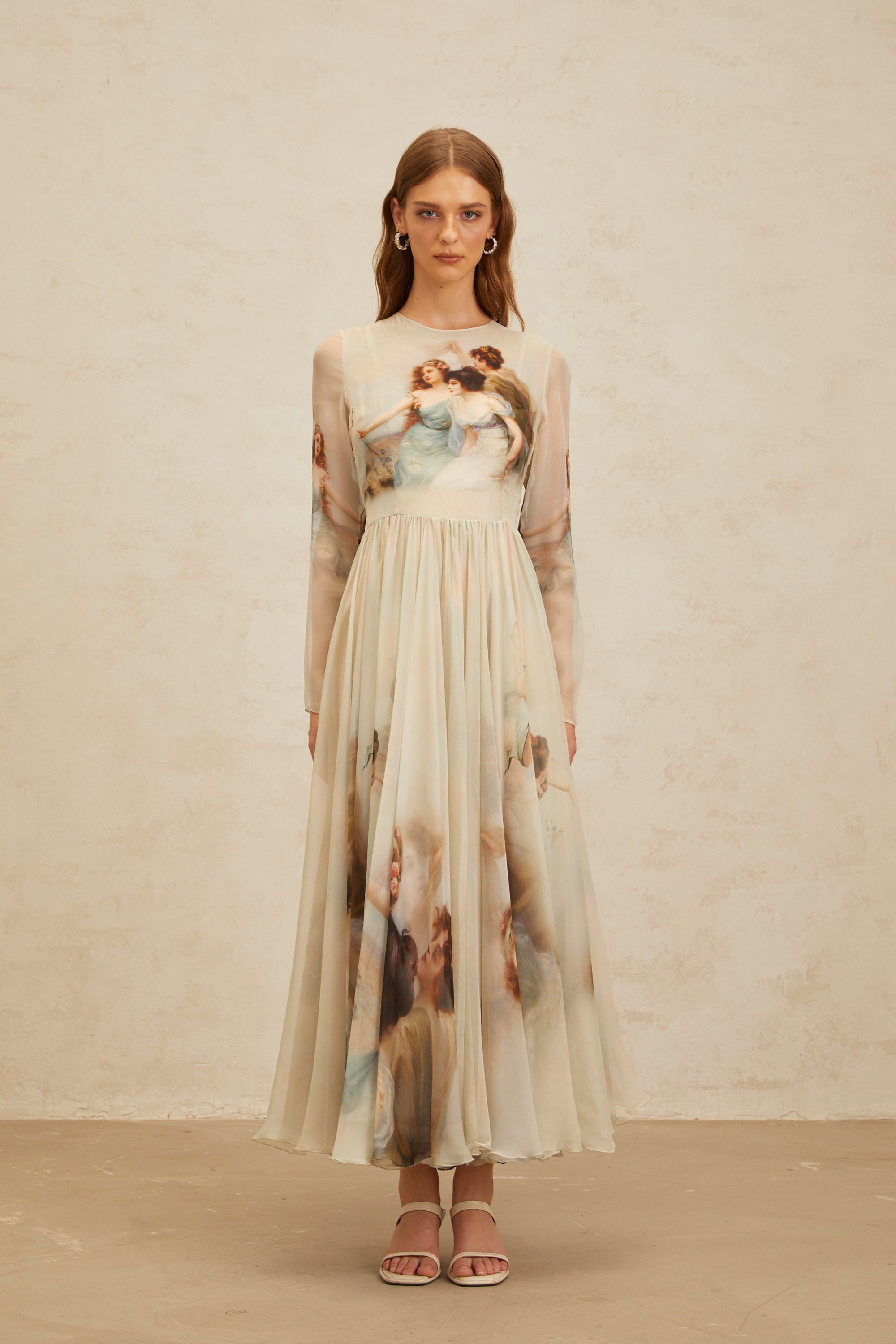 Manon Green Graphic Print Silk Maxi Dress