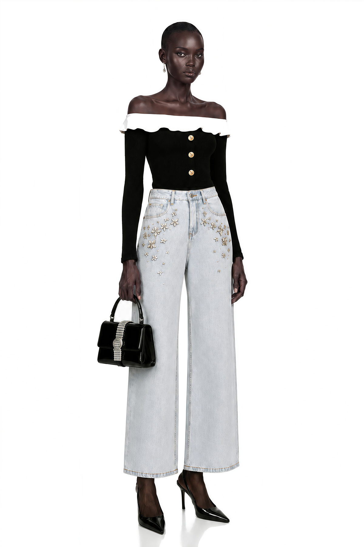 mélanie light-blue embellished denim jeans