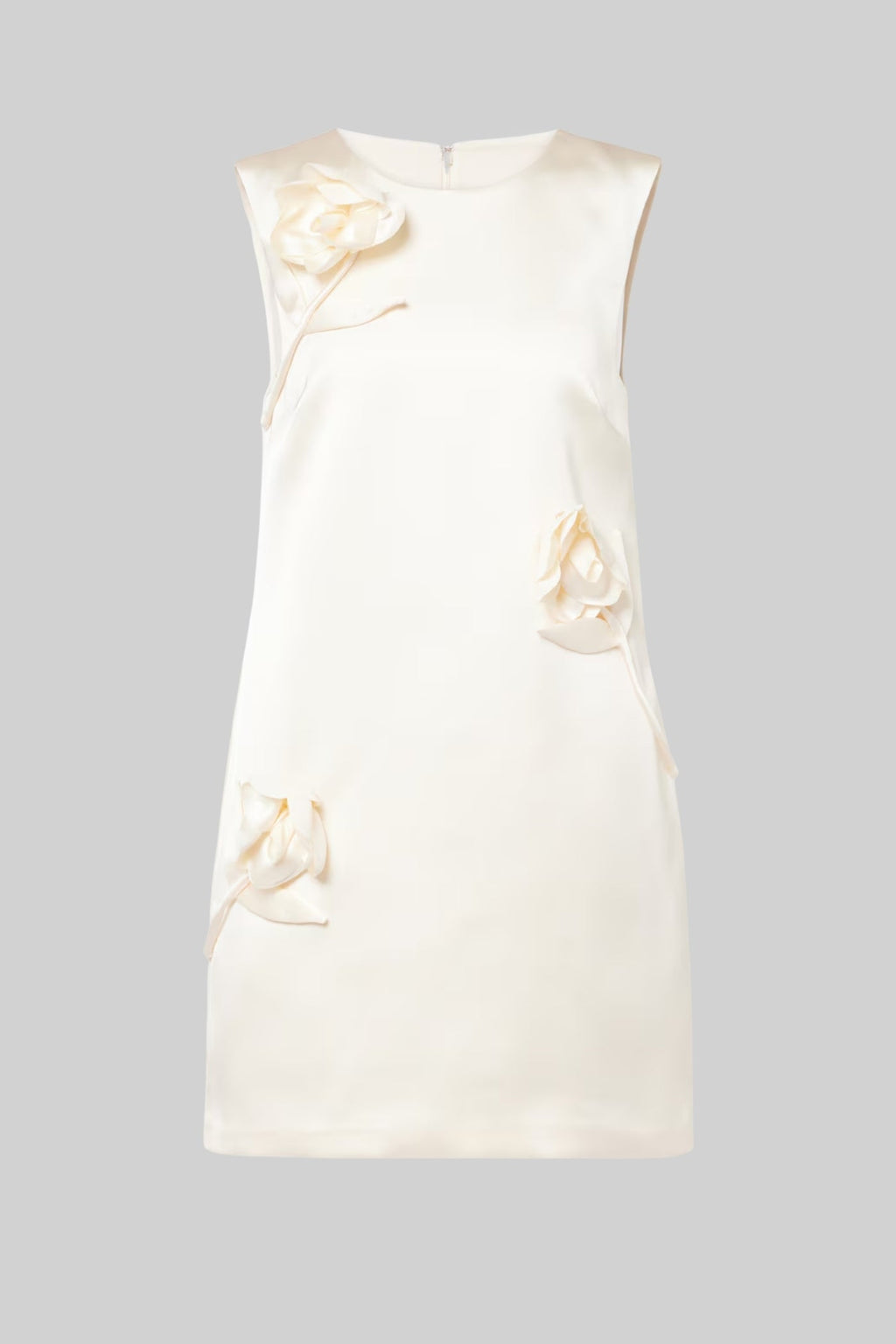 Satin Pencil Skirt with 3D Floral Appliqués - Ivoire main image 1