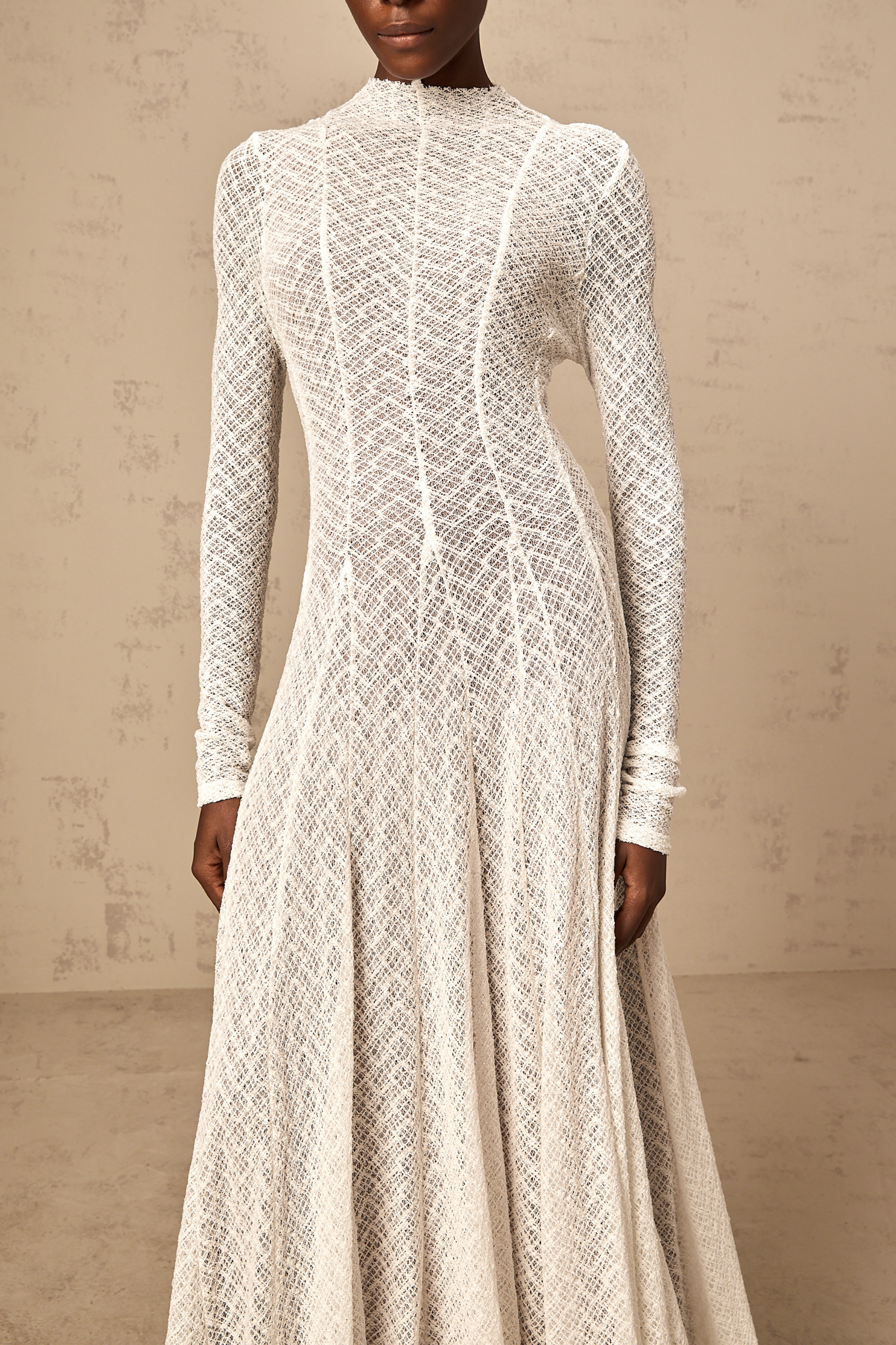 Athena wavy-pattern lace maxi dress in White (Final Sale-US Only)