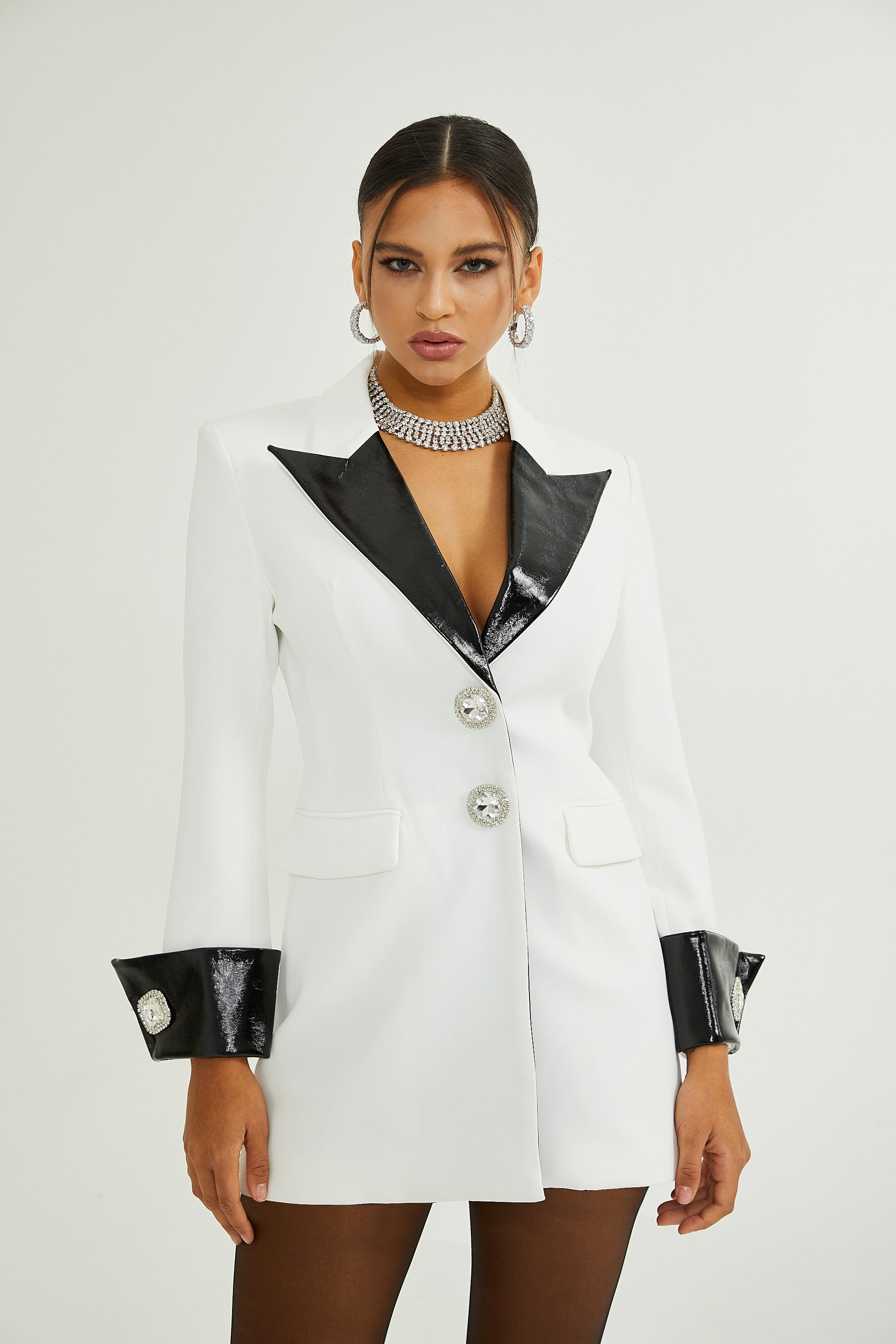 Louise crystal-button single-breasted coat (US Only)