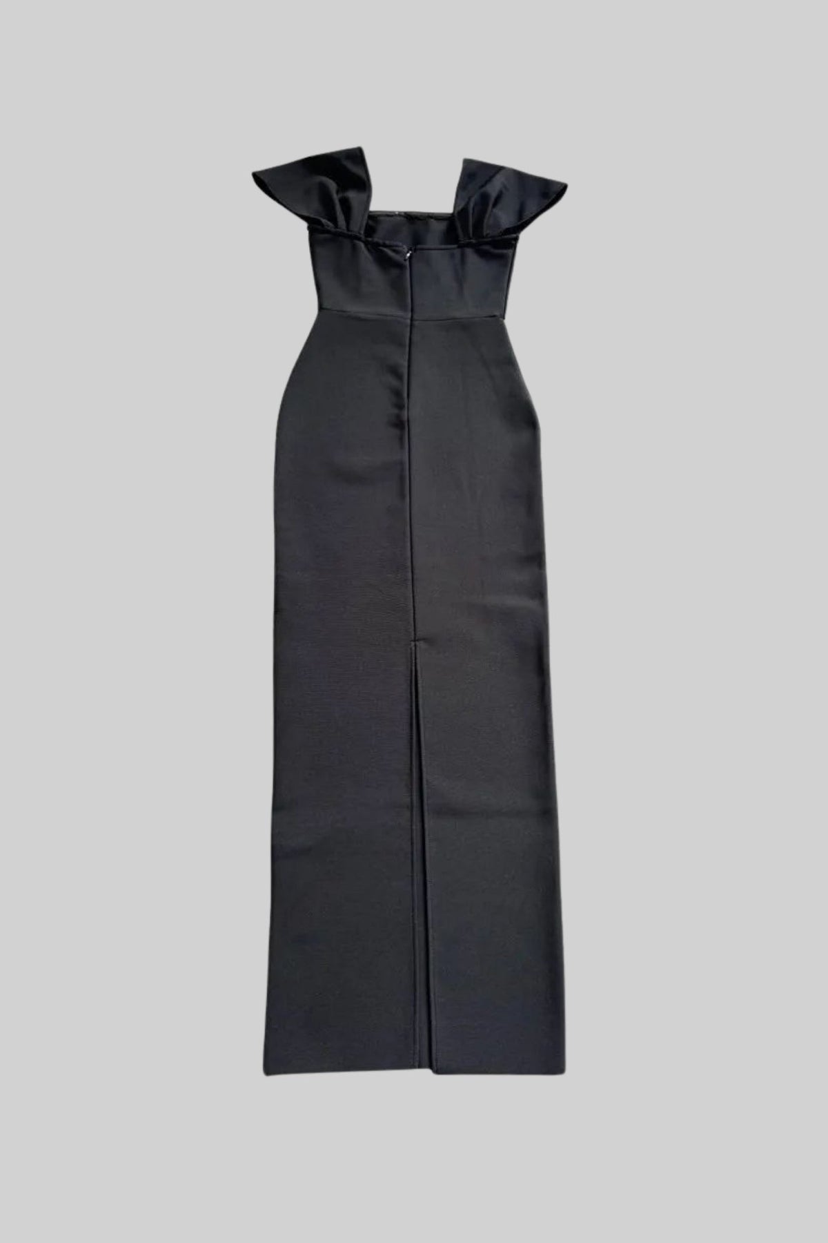 Off-Shoulder Fitted Gown With Crystal Embellishments – Black