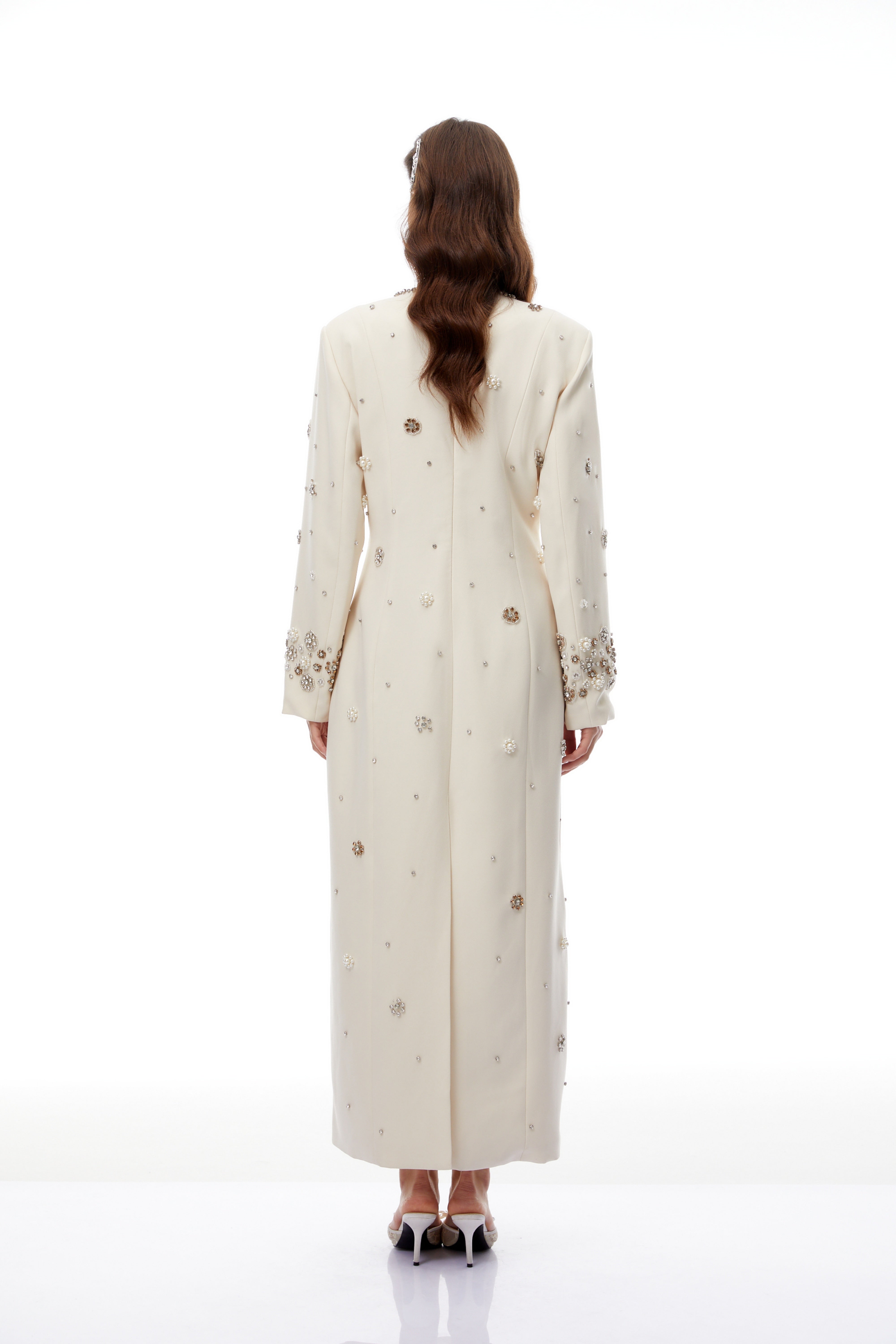 Peyton Cream White Fully Embellished Maxi Dress (Final Sale-US Only)