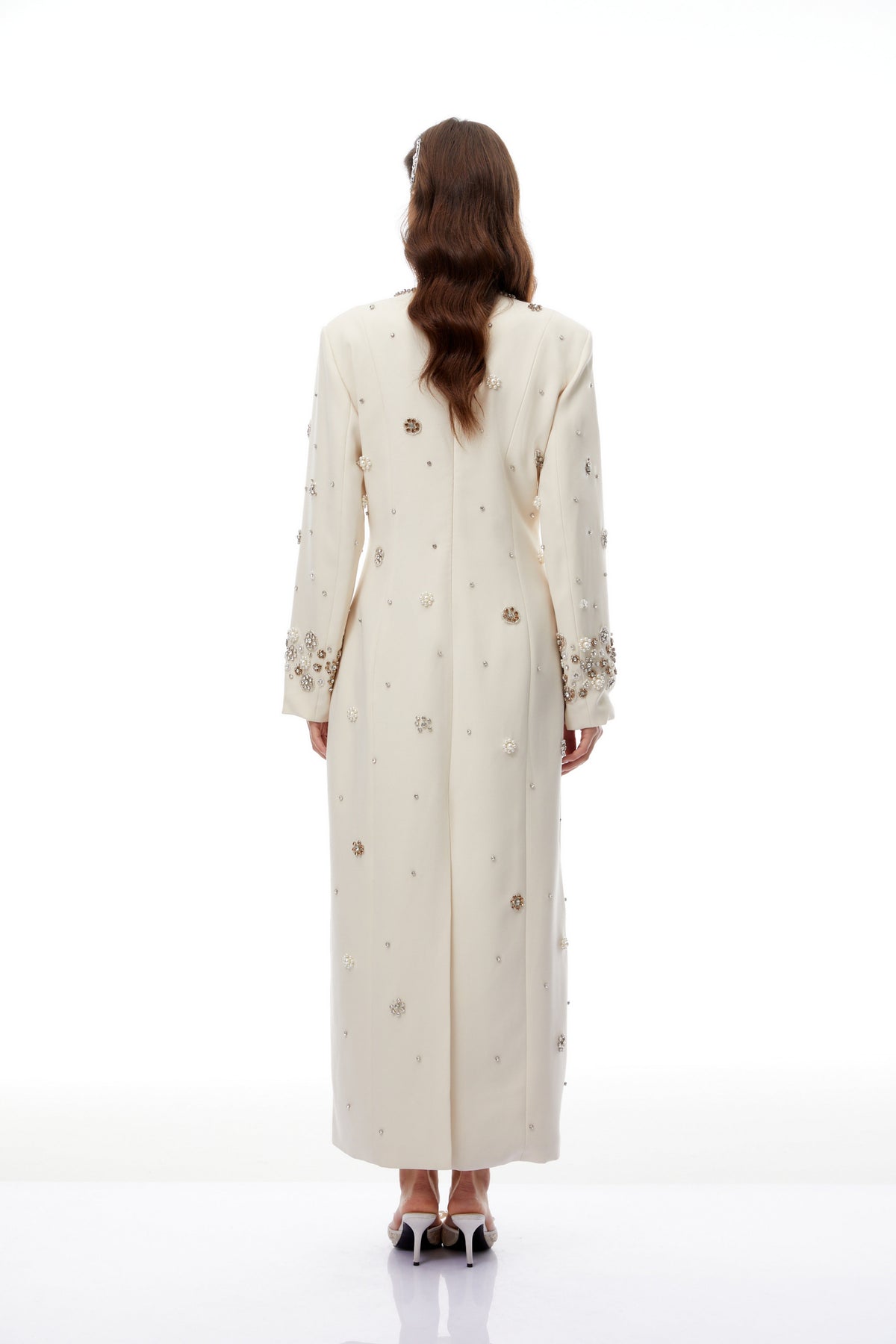 Peyton Cream White Fully Embellished Maxi Dress (Final Sale-US Only)