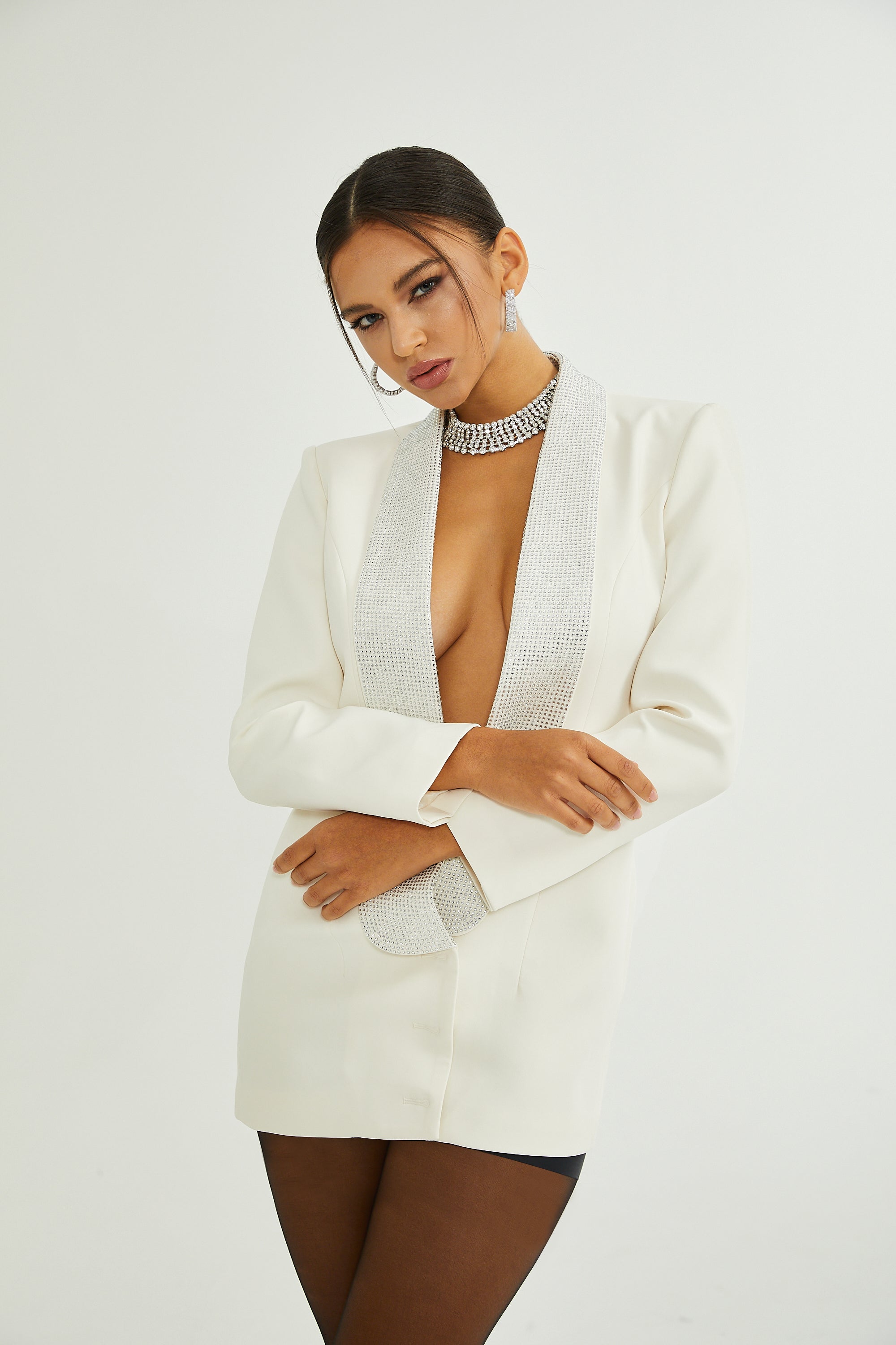 Jeanne crystal-embellished tailored dress coat (US Only)