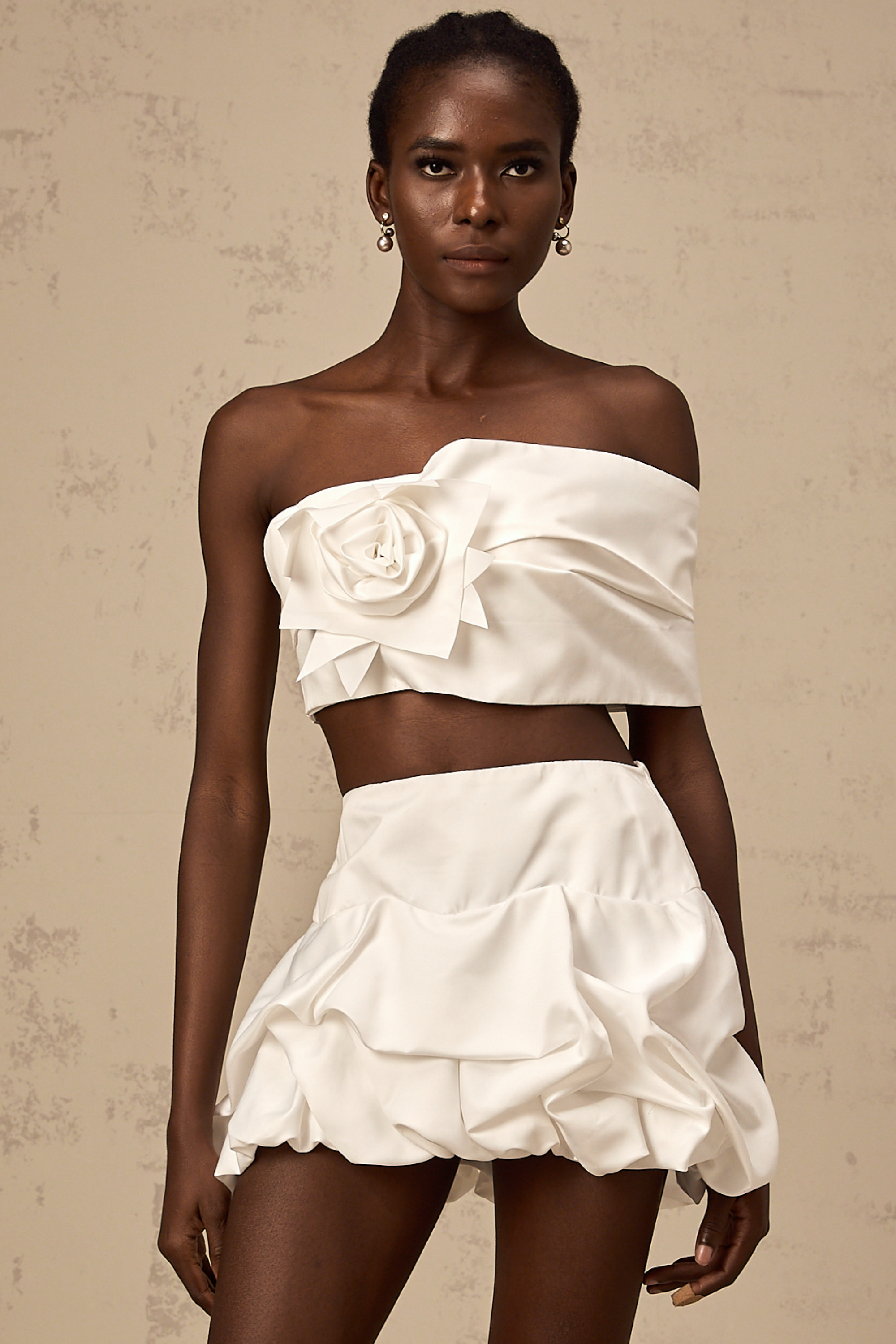 Honorine white floral pleated top & skirt matching set (Final Sale-US Only)