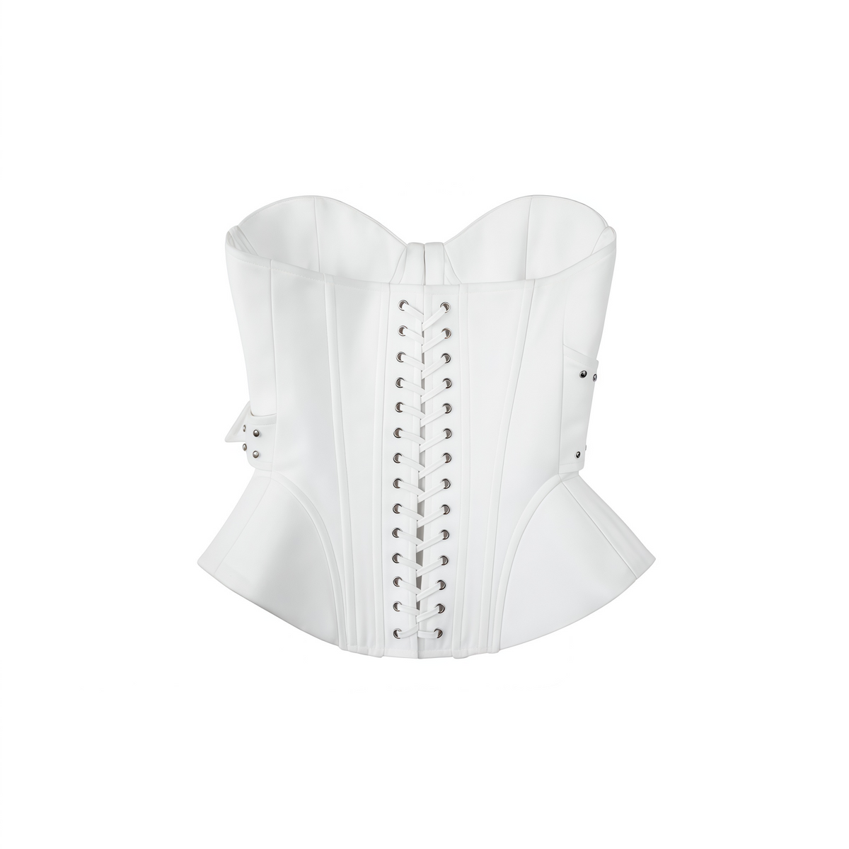 Tiril White Studded Belted Corset Top