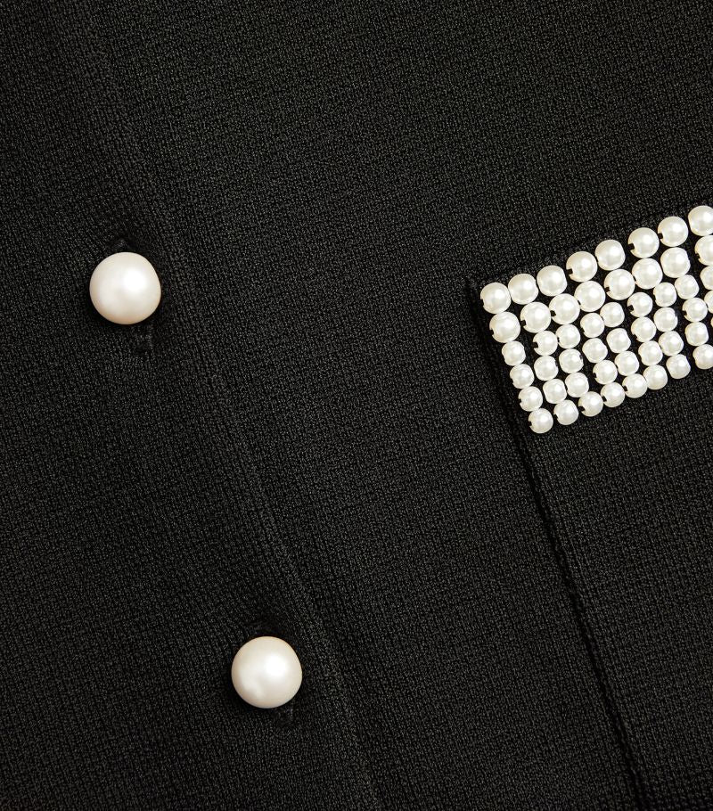 SANDRO Bead-Trim Cardigan- Black