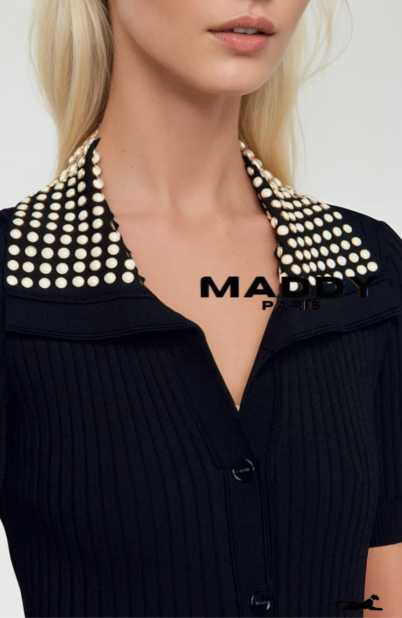MADDY PARIS KNIT MAXI DRESS WITH STUDS- BLACK