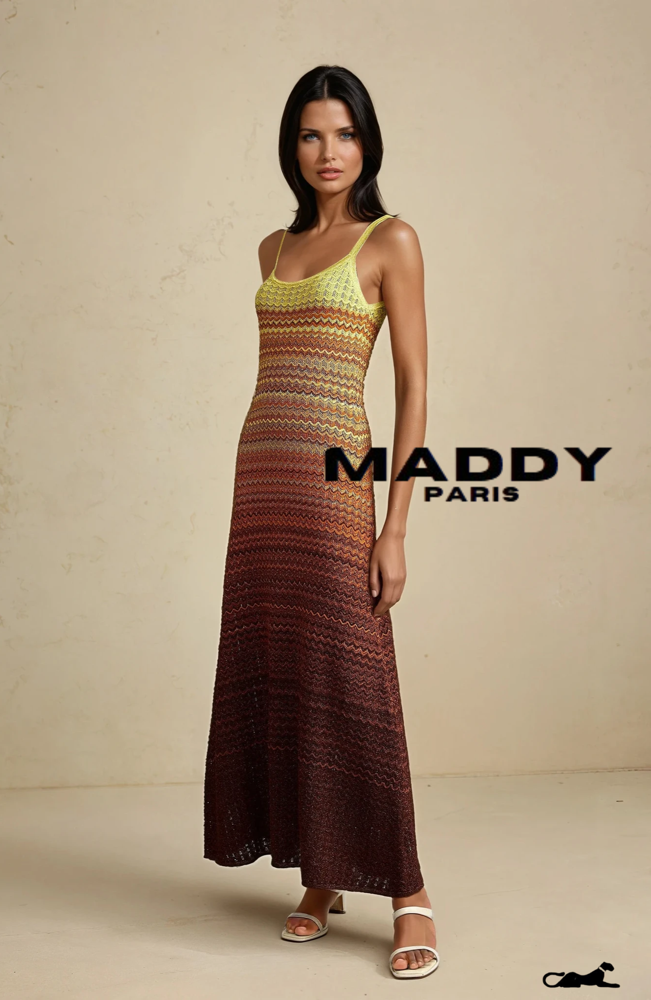 MADDY PARIS Gradient Knitted Maxi Dress sunset - Yellow