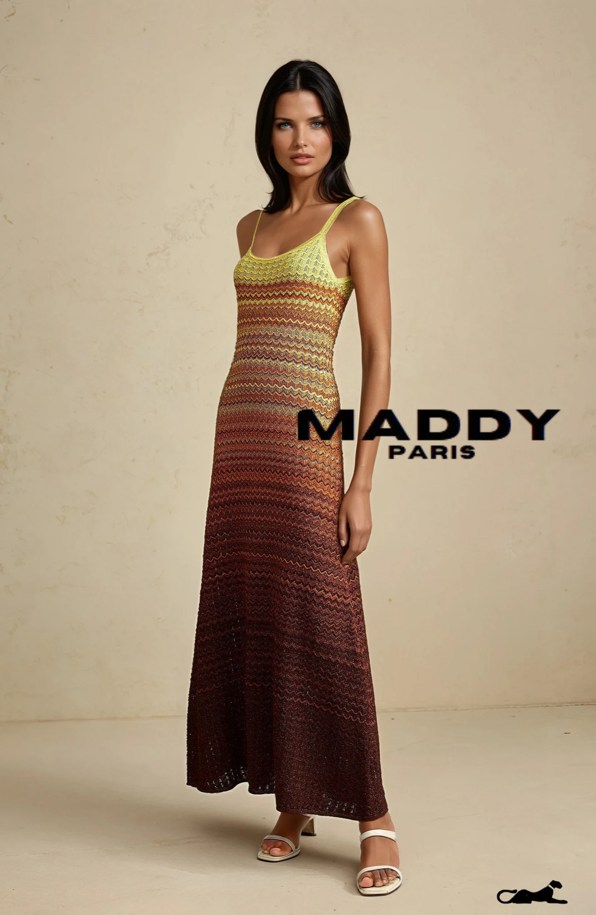 SANDRO Gradient Knitted Maxi Dress sunset - Yellow
