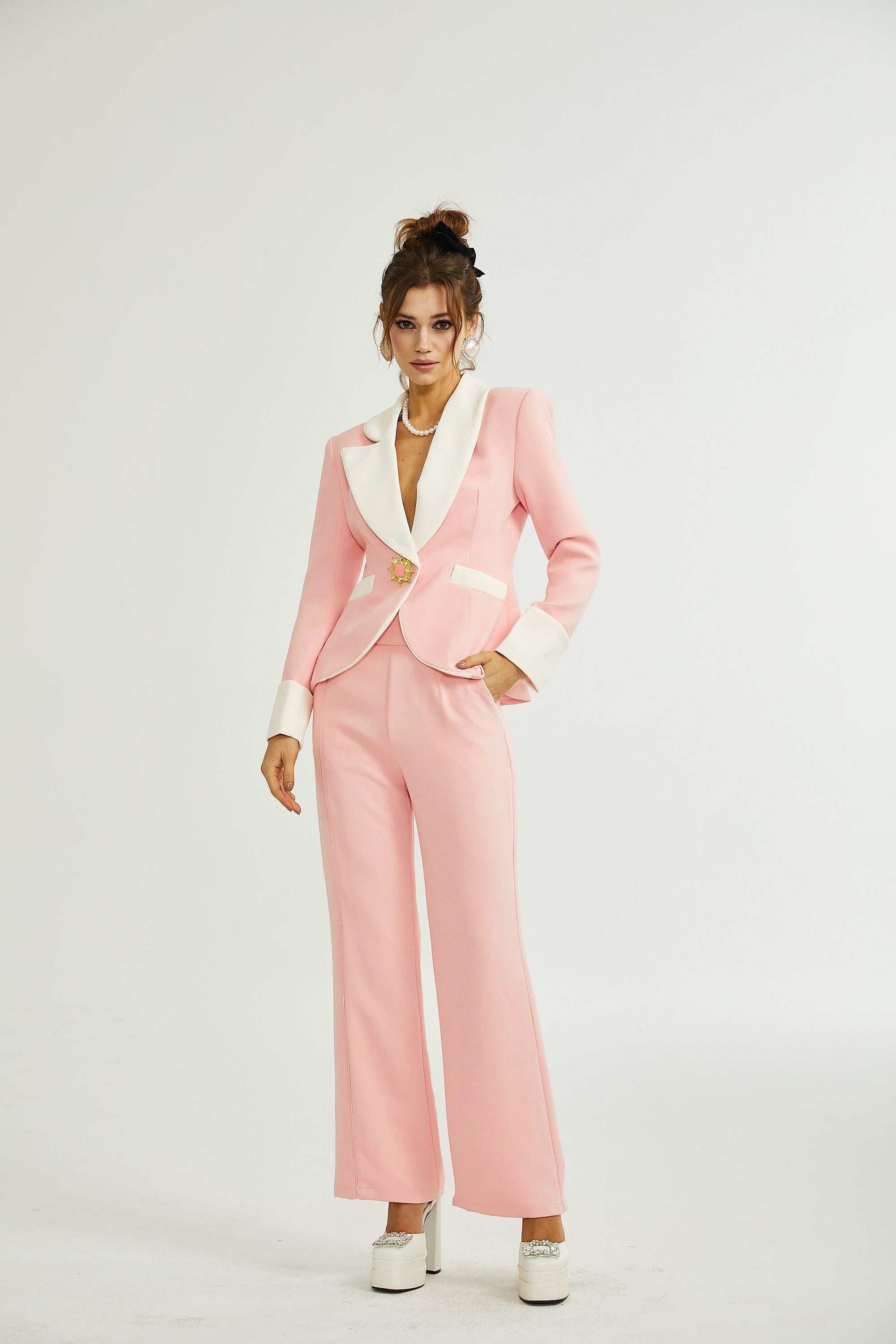 Claretta colour-block blazer & pants matching set (Final Sale-US Only)